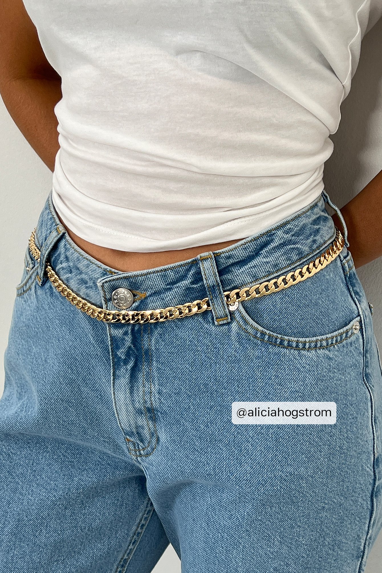Gold Slim Chain Waist Belt