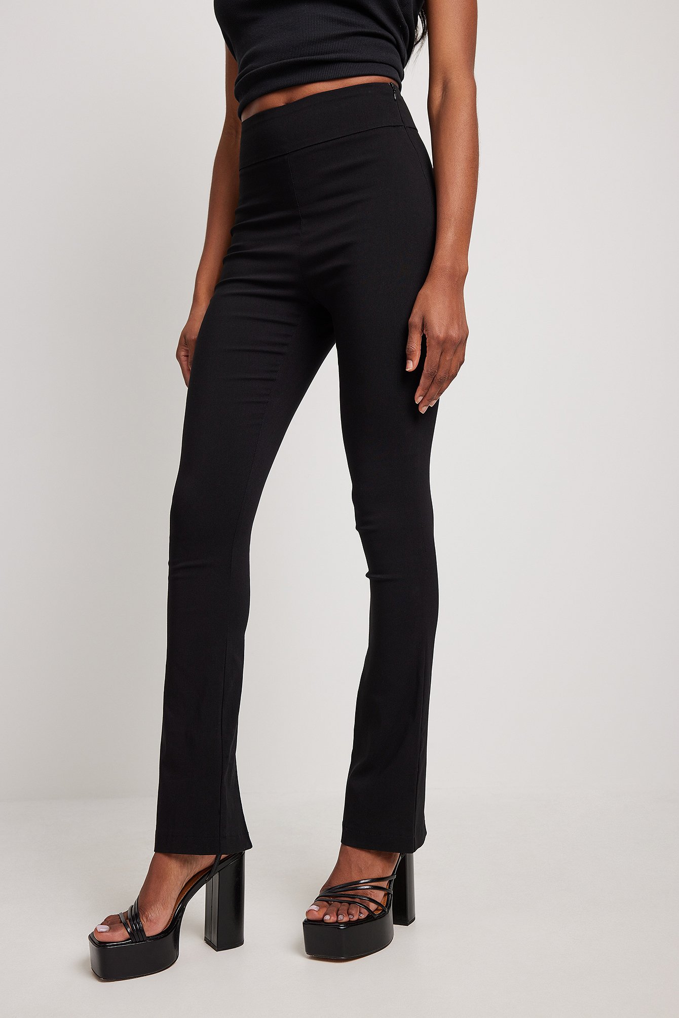 Black Slim-fit Super Stretch Back Slit Pants