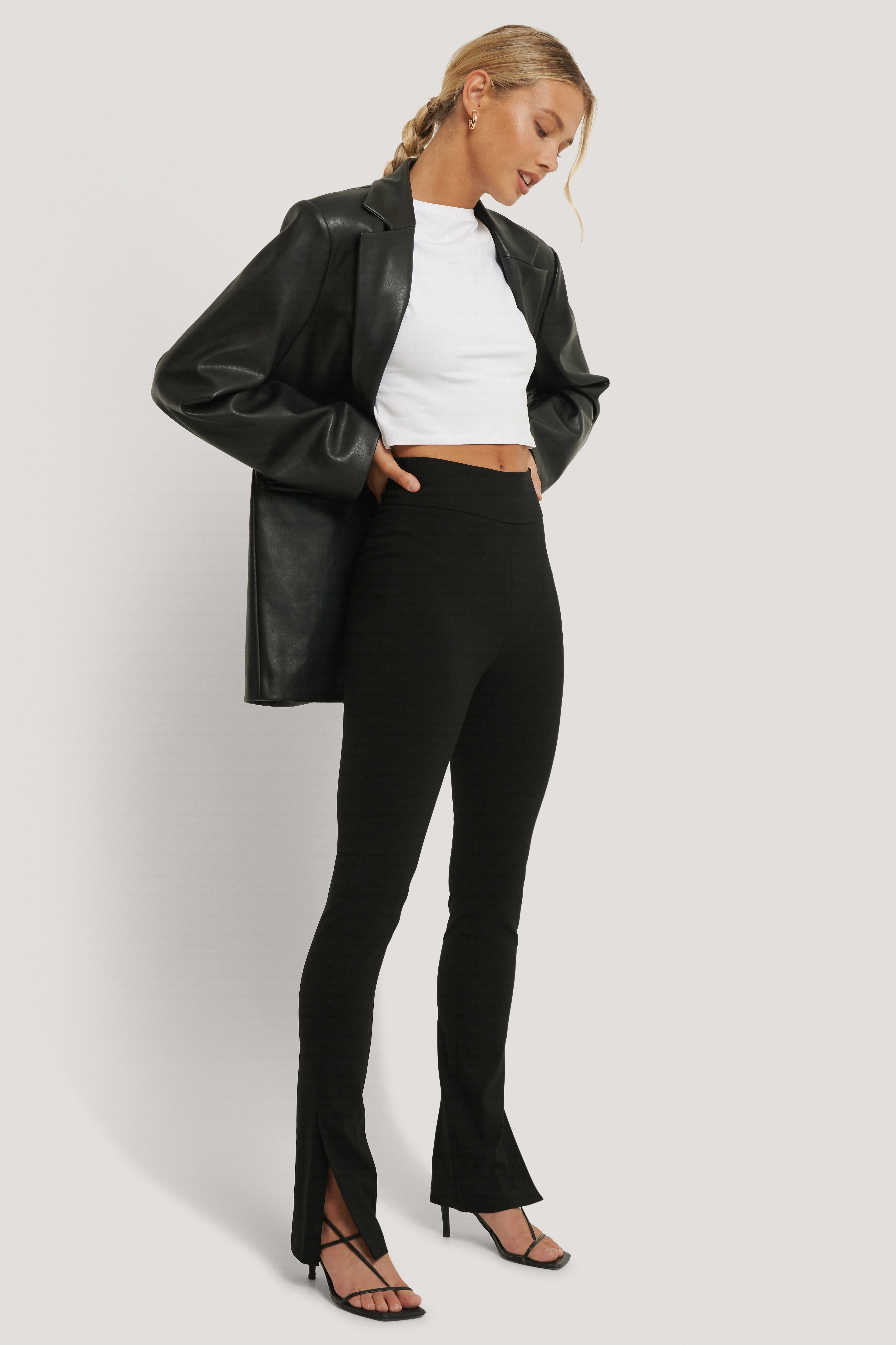 Black Slim-fit Super Stretch Slit Pants