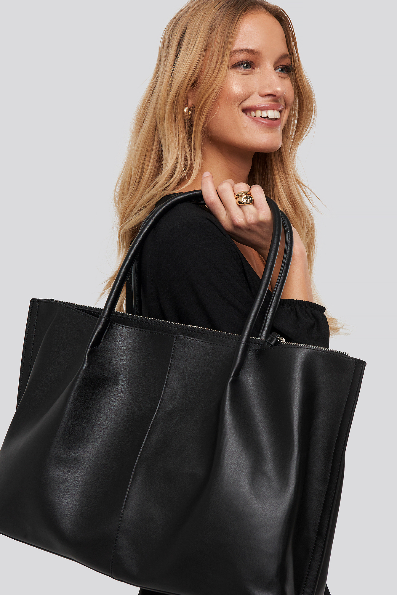 Slim Handle Shopper Black