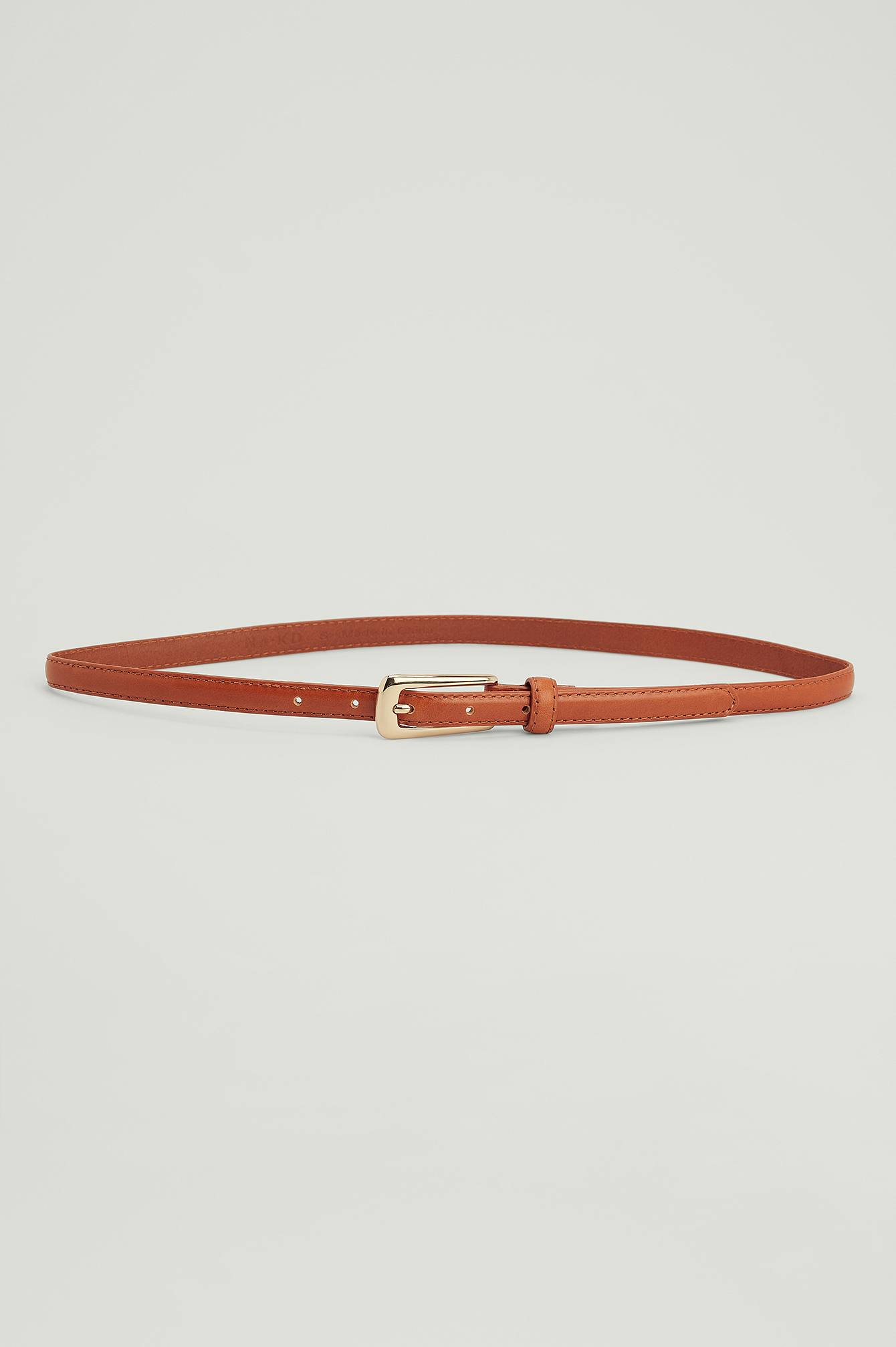 Slim Rectangular Leather Belt Brown 