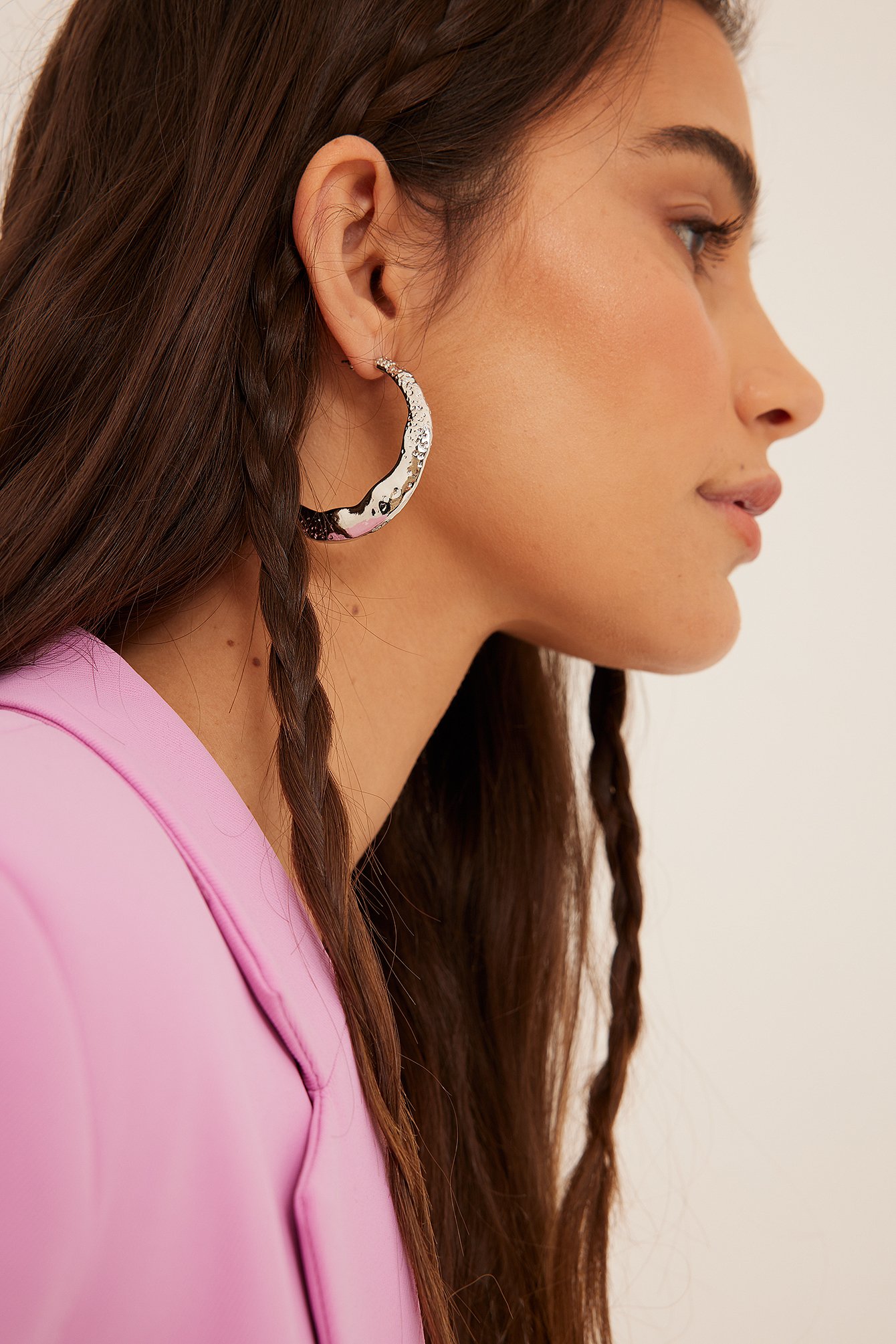 Silver Recycled Slim Structured Hoops
