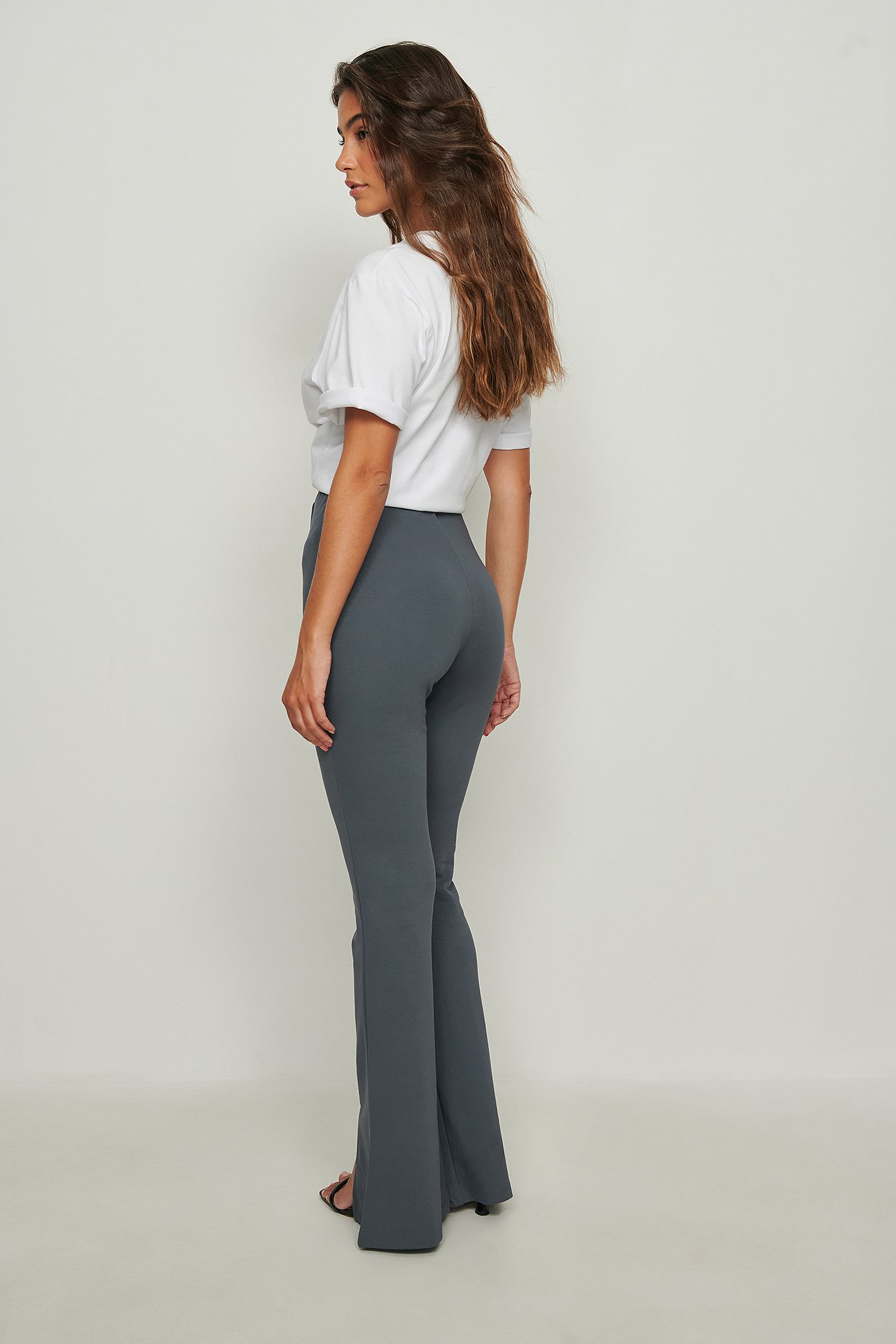 Dark Grey Slit Detail Jersey Pants