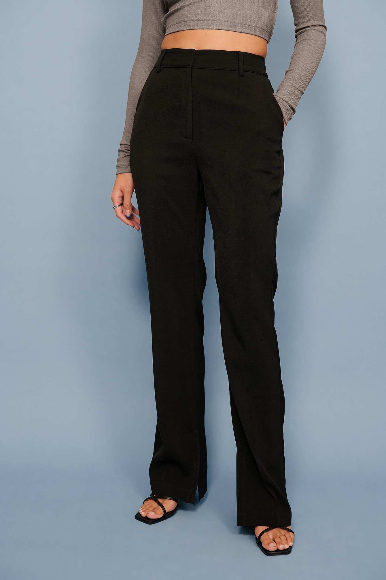 Black Slit Detail Suit Pants