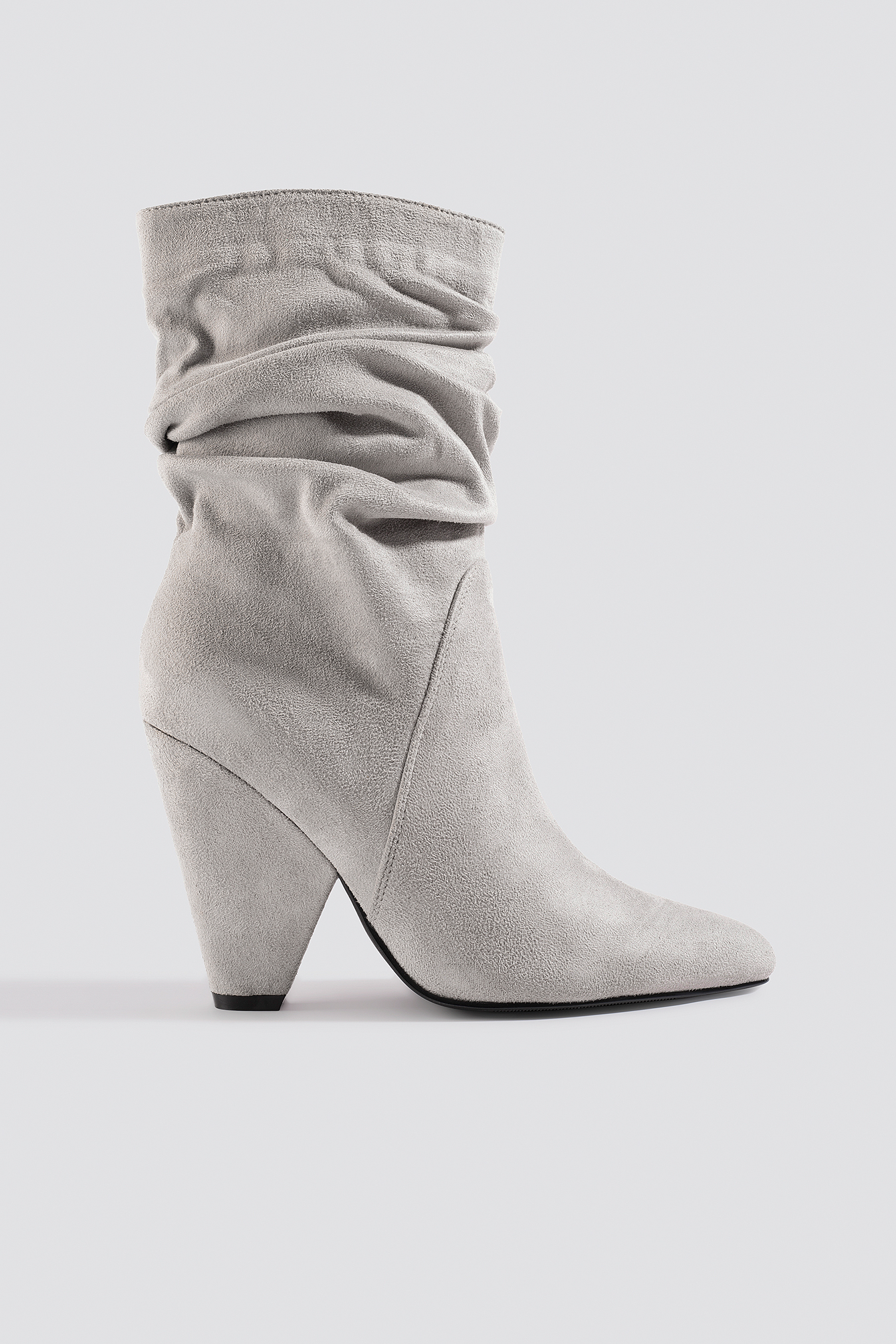 Slouchy Knee High Cone Heel Boot Grey