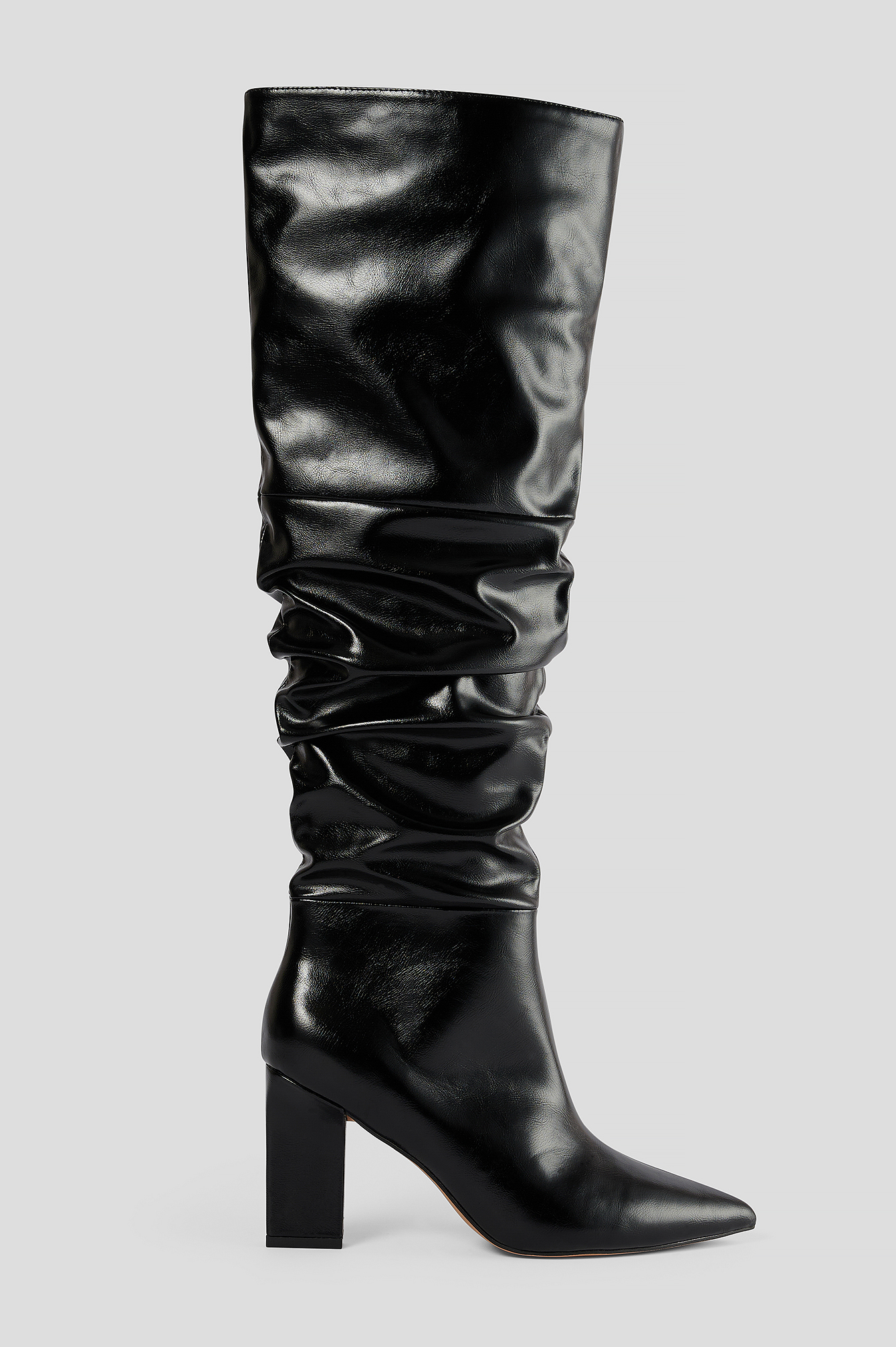 slouchy black knee high boots