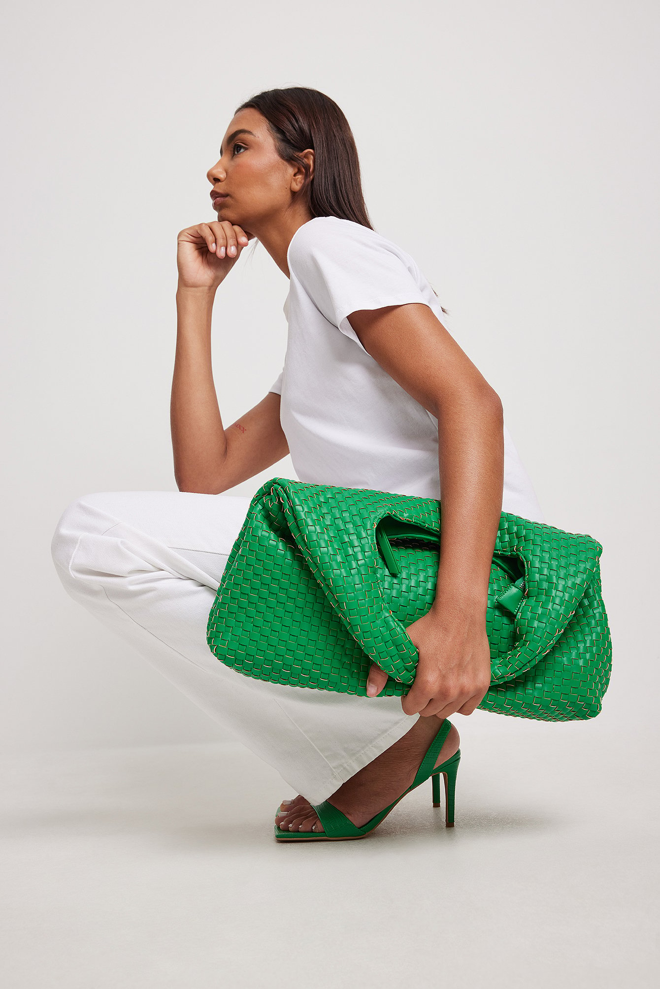 Strong Green Small Braided Shoulder Bag