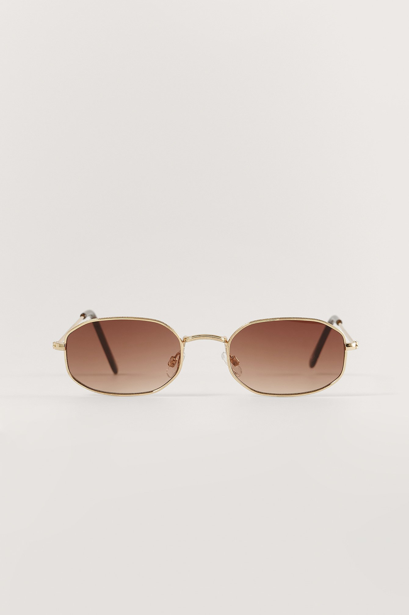 Gold/Brown Small Oval Retro Sunglasses