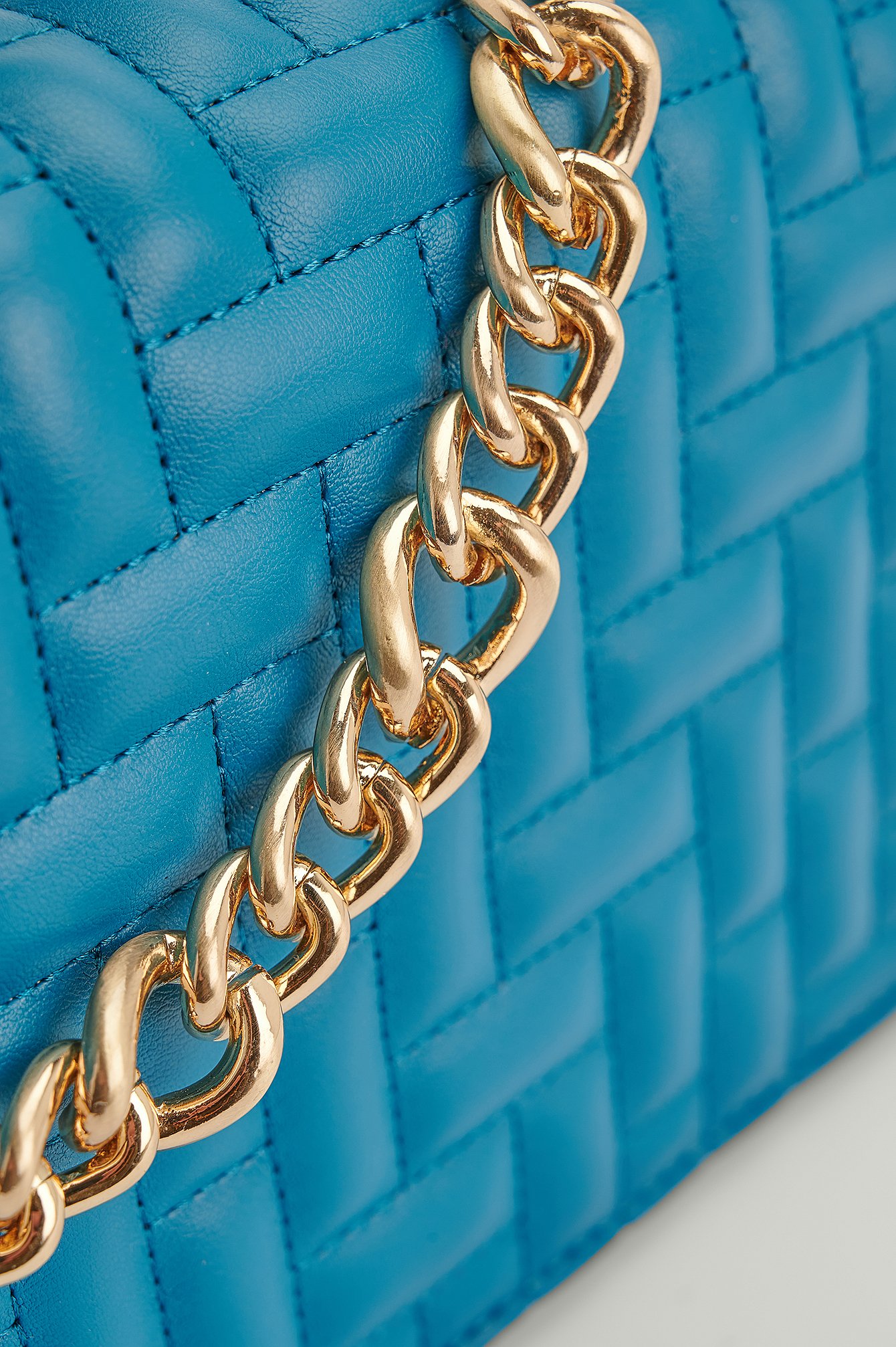 Aqua Blue Small Quilted Chain Bag