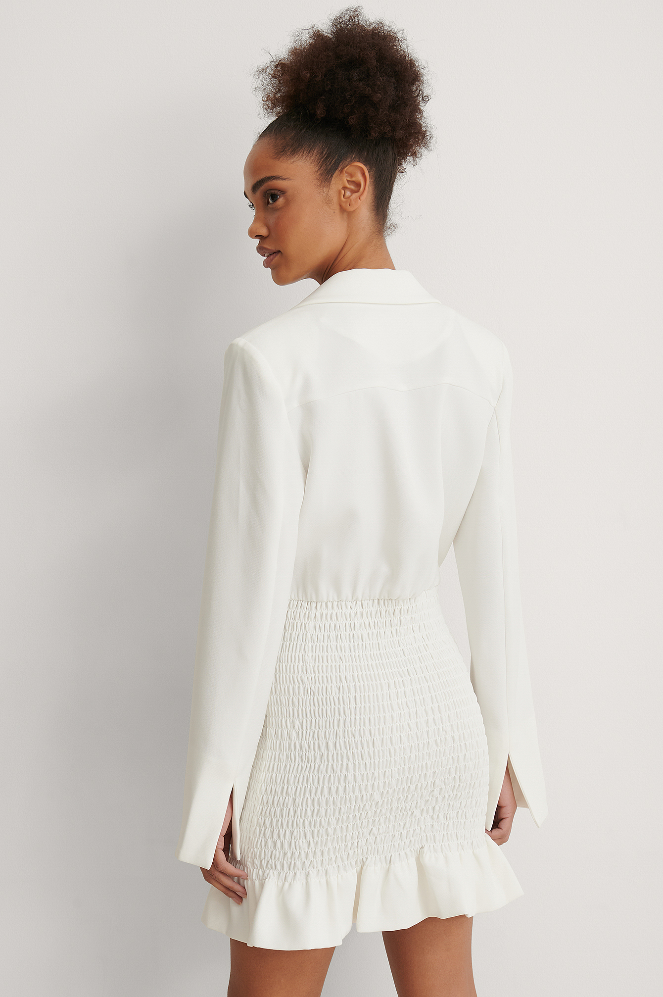 black blazer white dress
