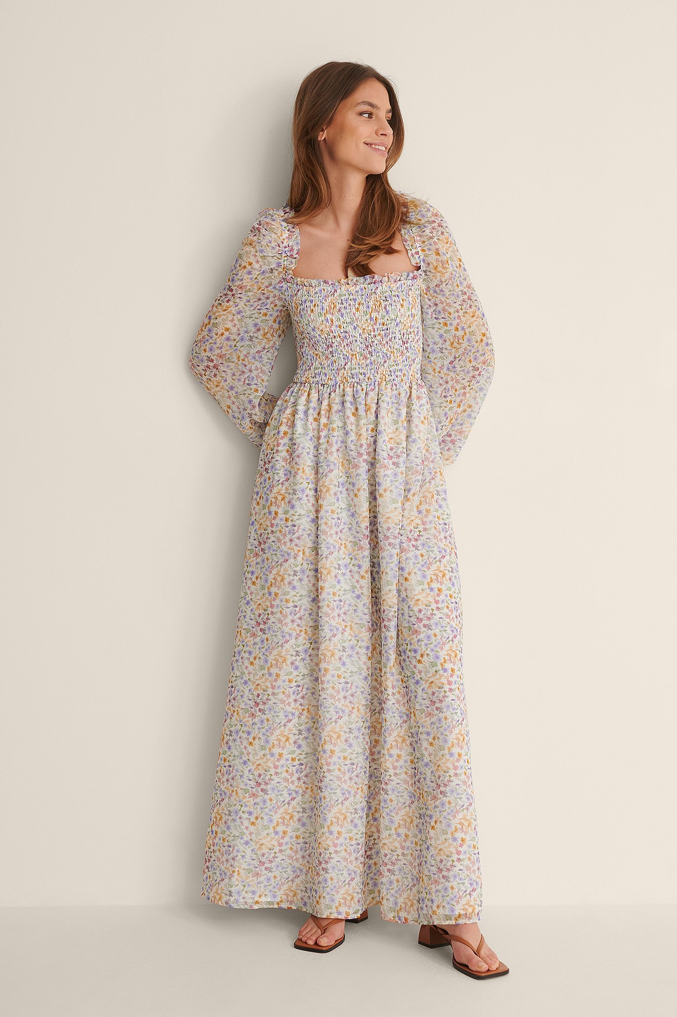 Floral Fling Recycled Smocked Balloon Sleeve Maxi Dress