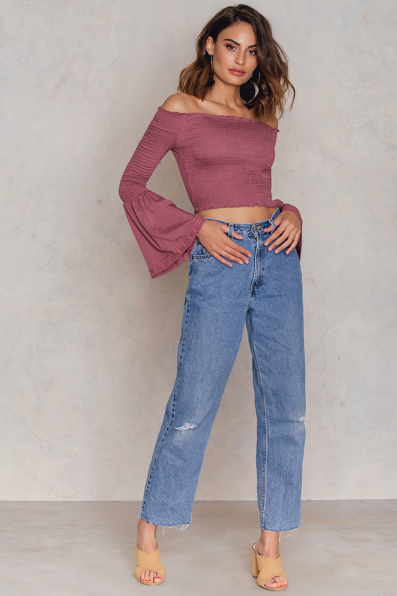 light pink v neck blouse