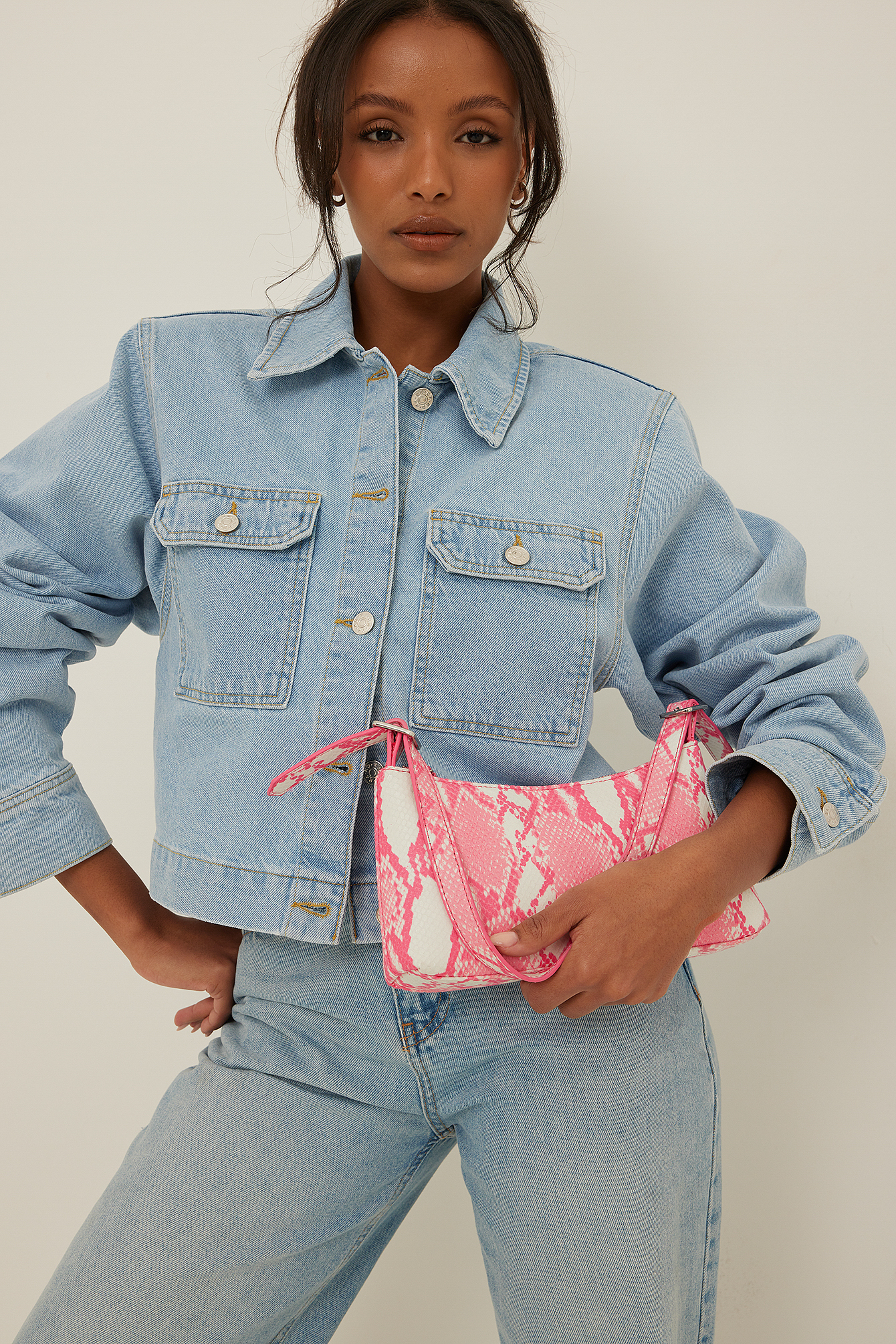 Snake Baguette Bag Pink | na-kd.com