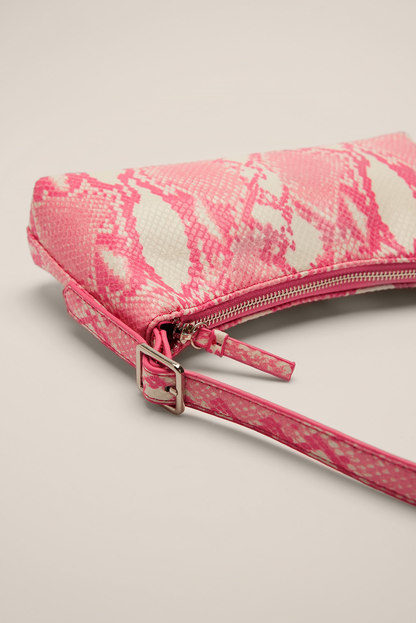Pink Snake Snake Baguette Bag