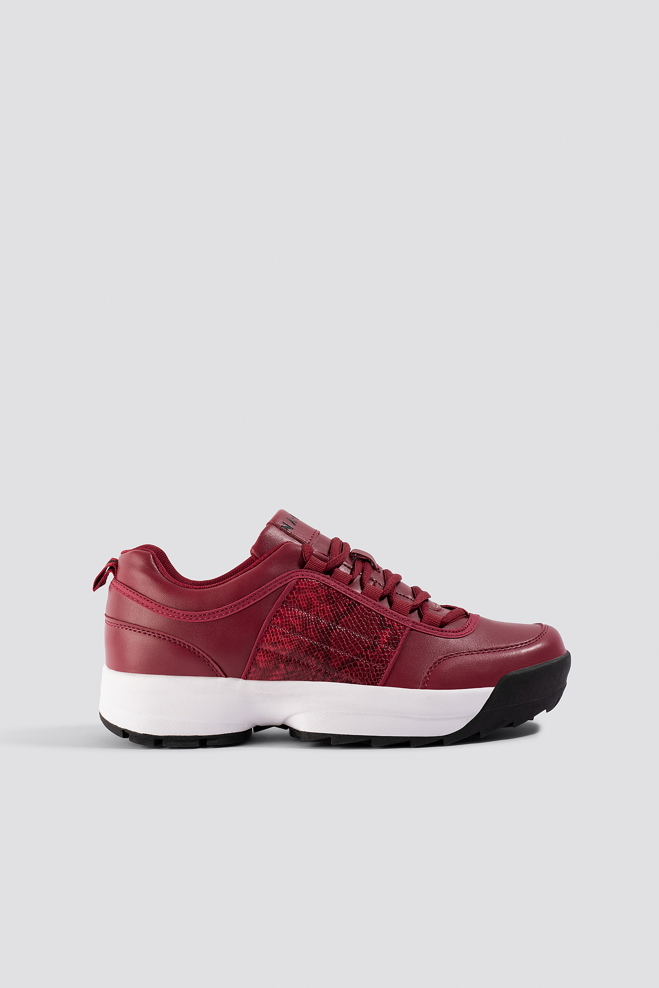 Snake Detail Sneakers Wine Red