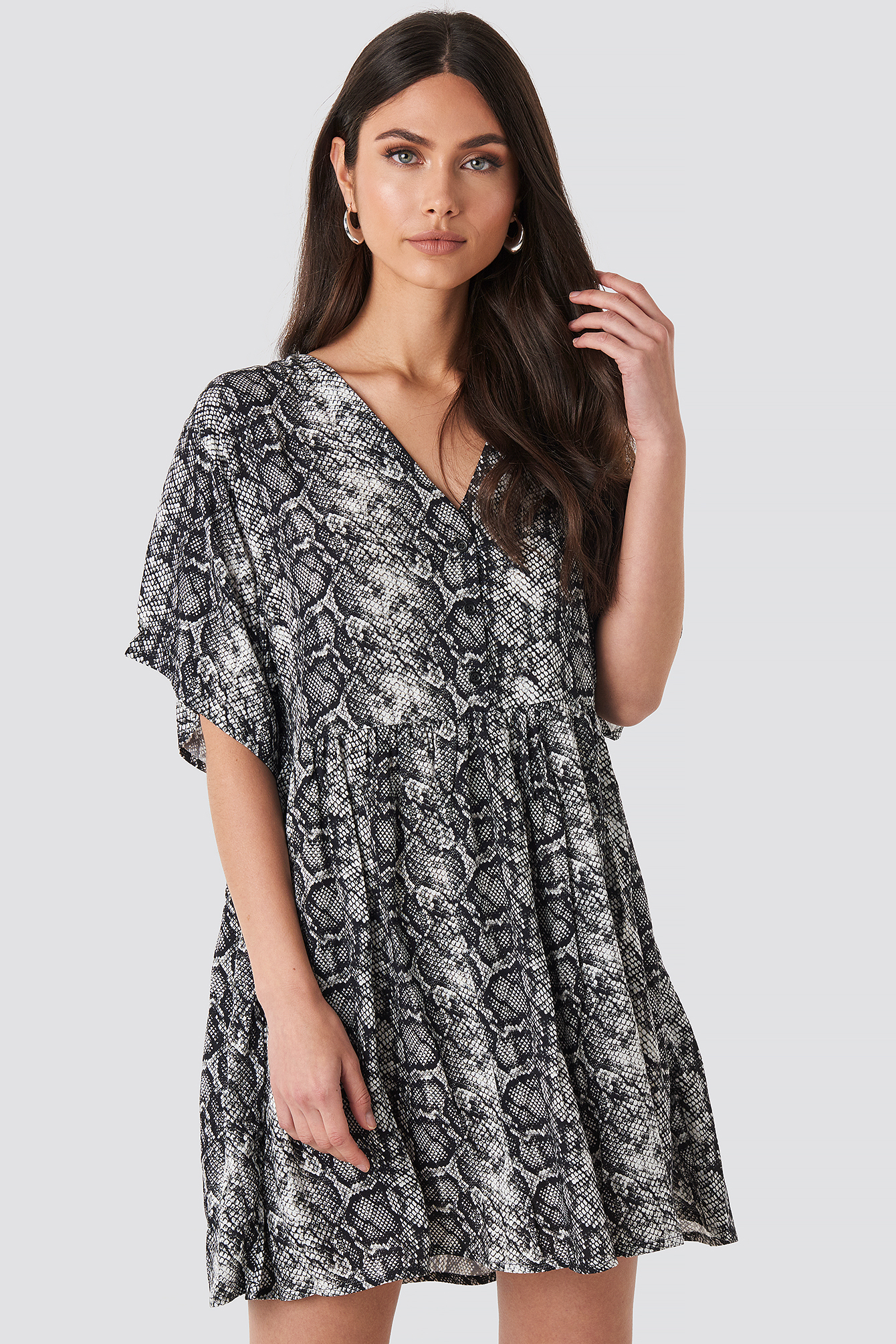 Snake Printed V-neck Dress Snake Print