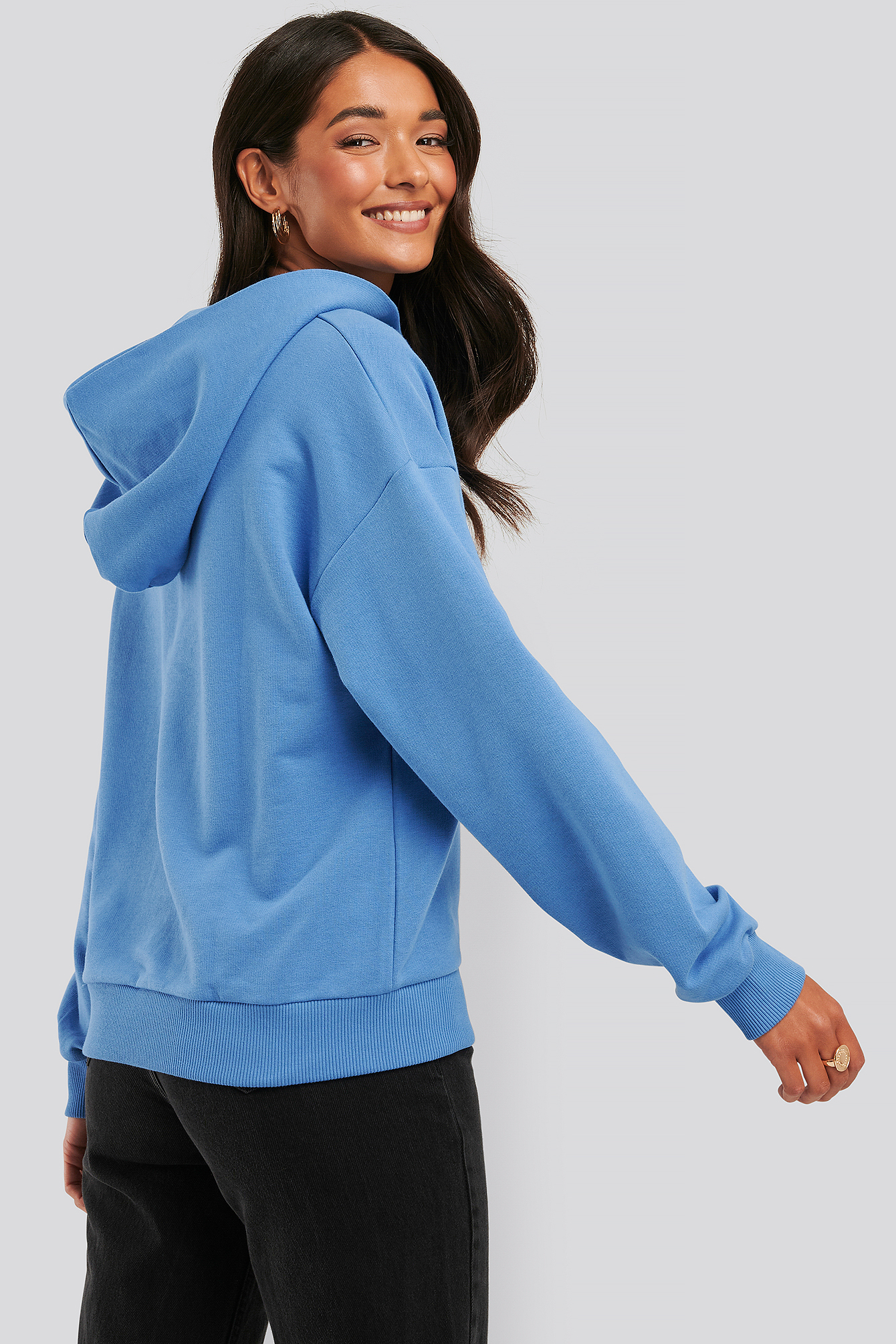 Snap Button Hoodie Blue | NA-KD