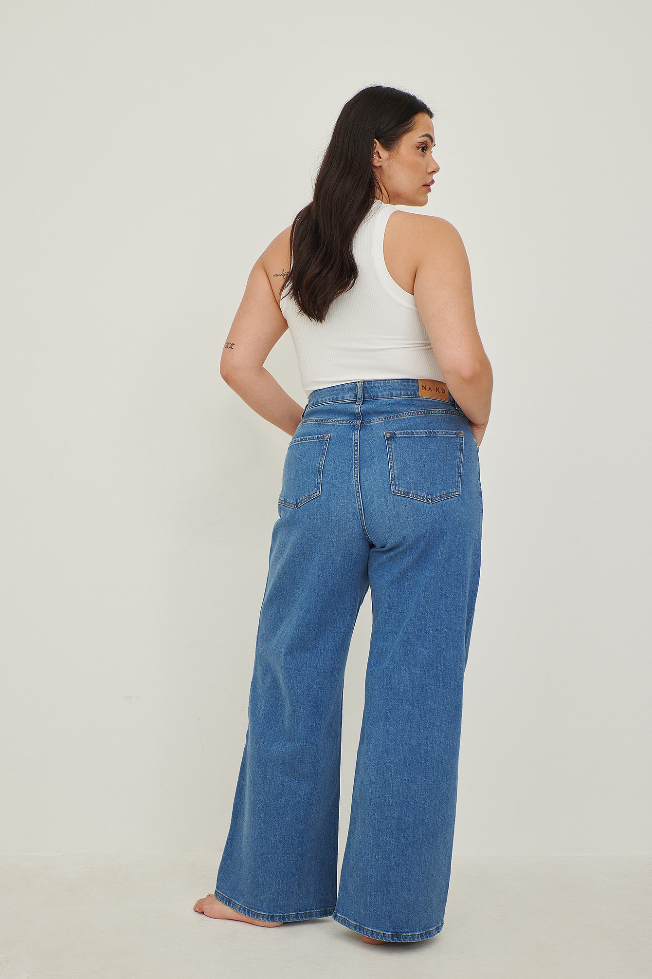 NA-KD Organic Soft Rigid Wide Jeans - Blue