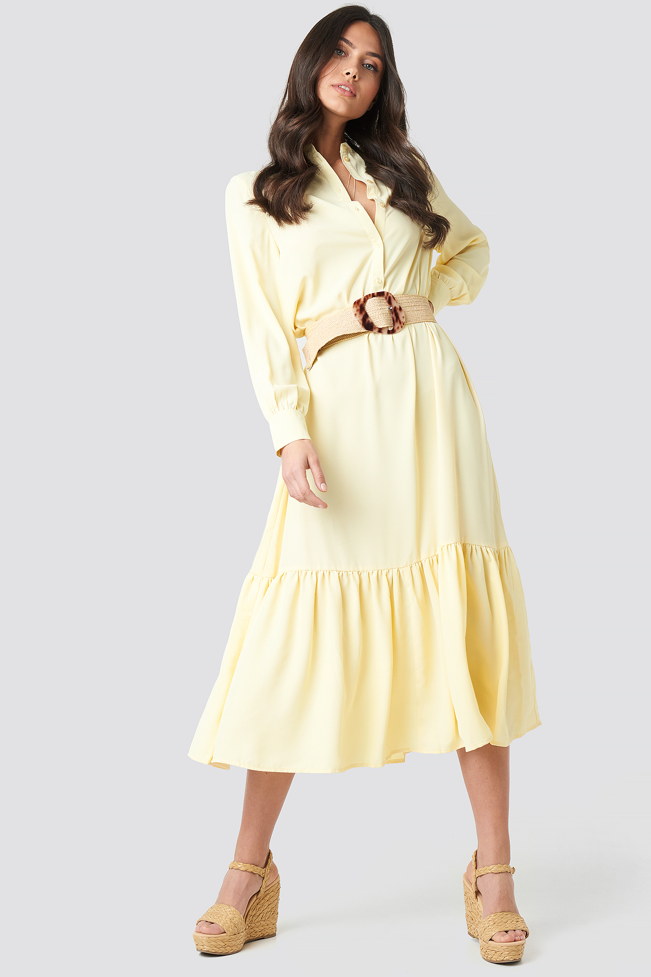 Solid Maxi Dress Light Yellow