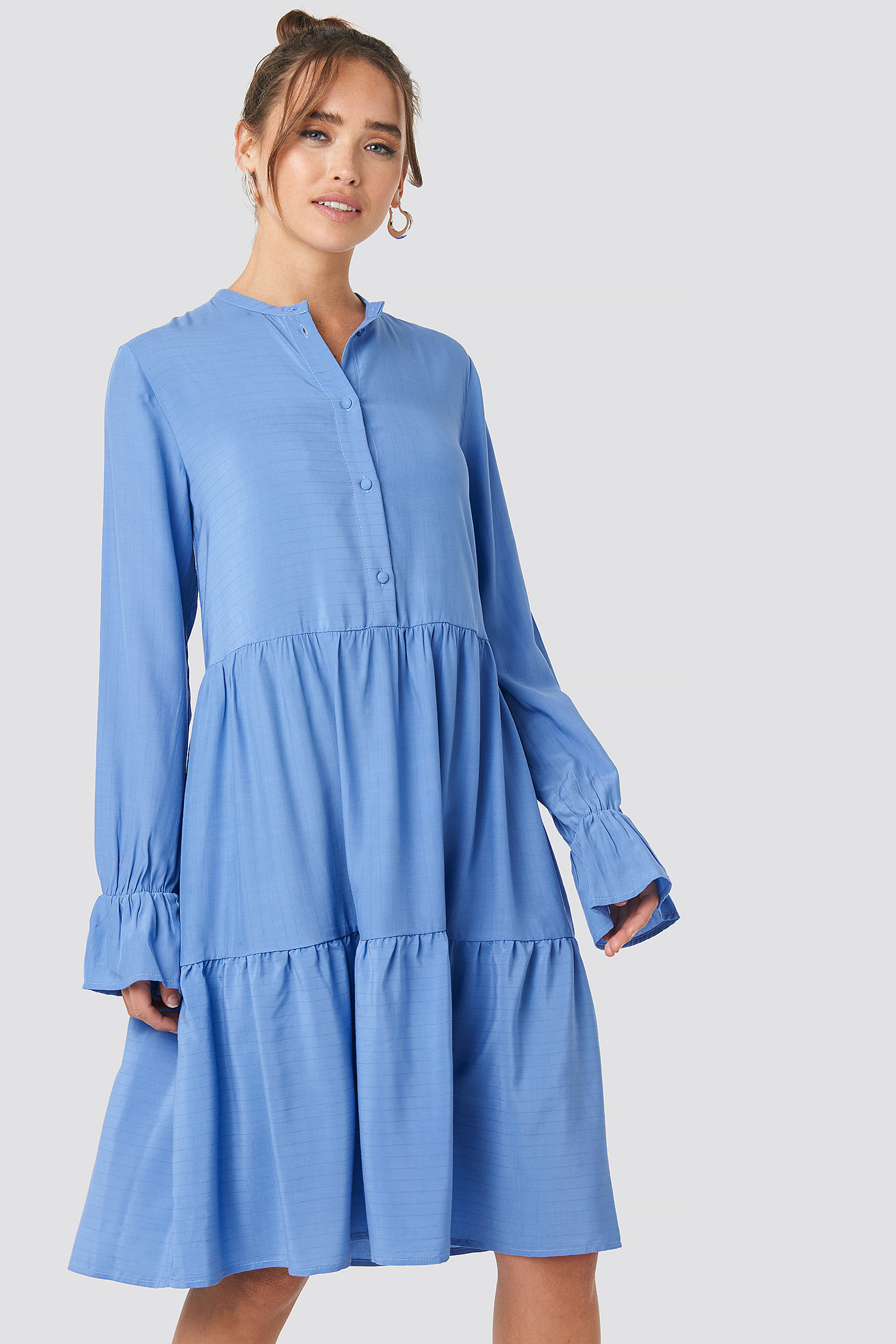 Solid Shirt Dress Blue