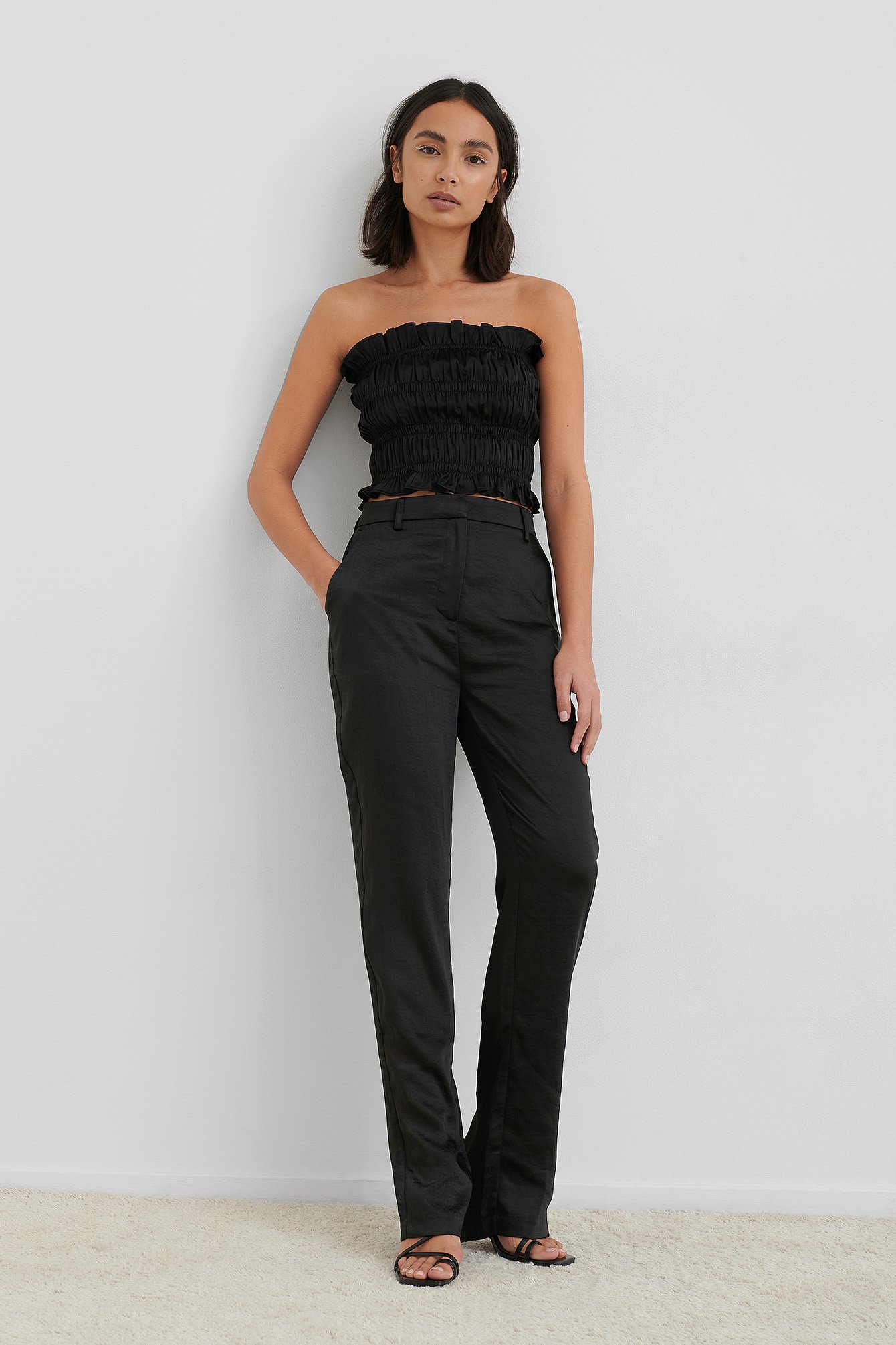 Split Back Straight Pants Black Na Kd Com Split Back Straight Pants Black Na Kd Com