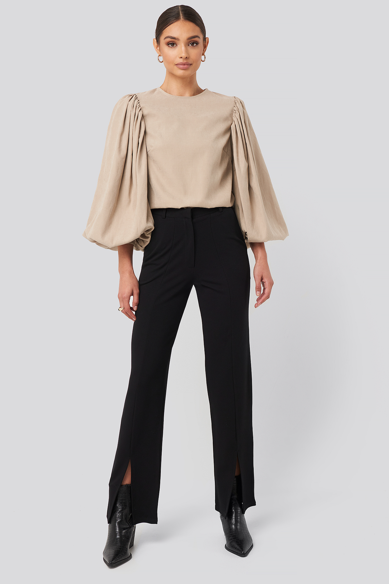 Front Seam Split Front Seam Pants Black | NA-KD