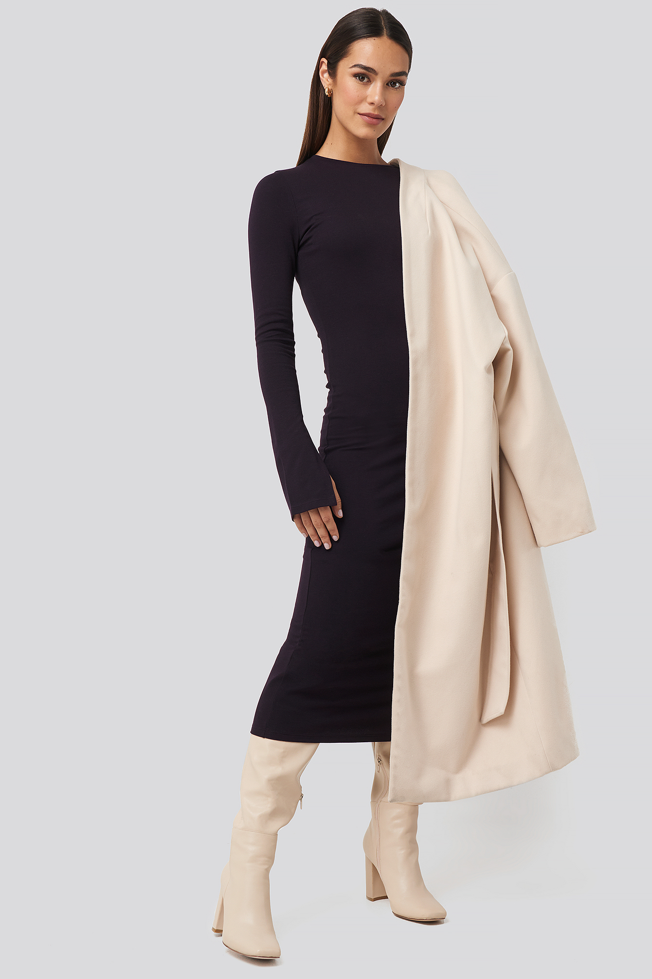 jersey midi dresses with sleeves