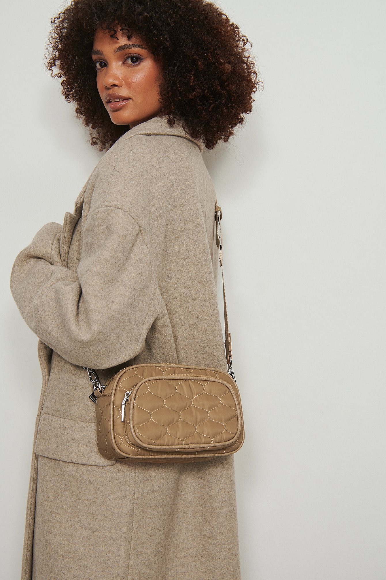 Beige Recycled Sporty Compartment Bag