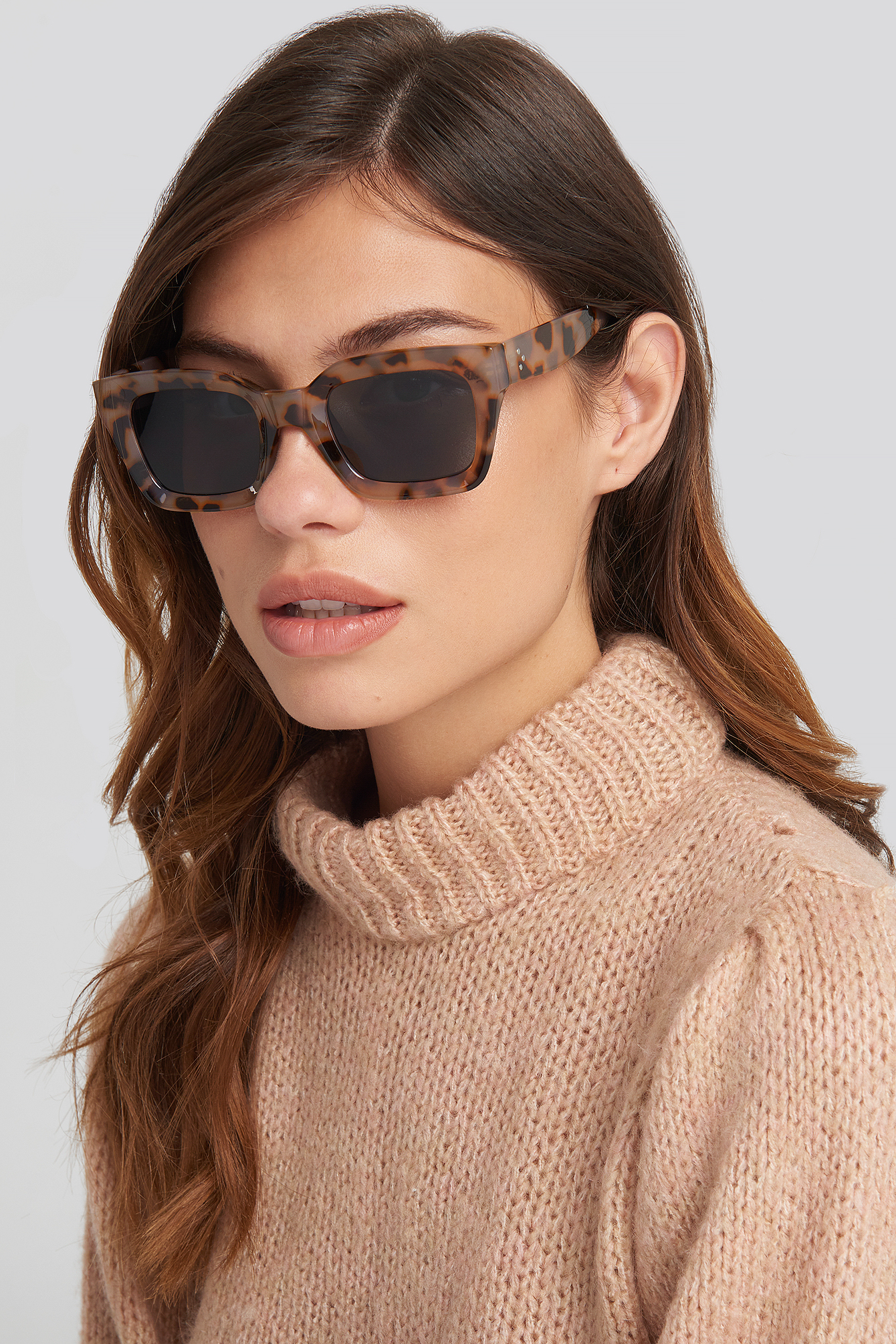 Square Frame Sunglasses Nude Tortoise