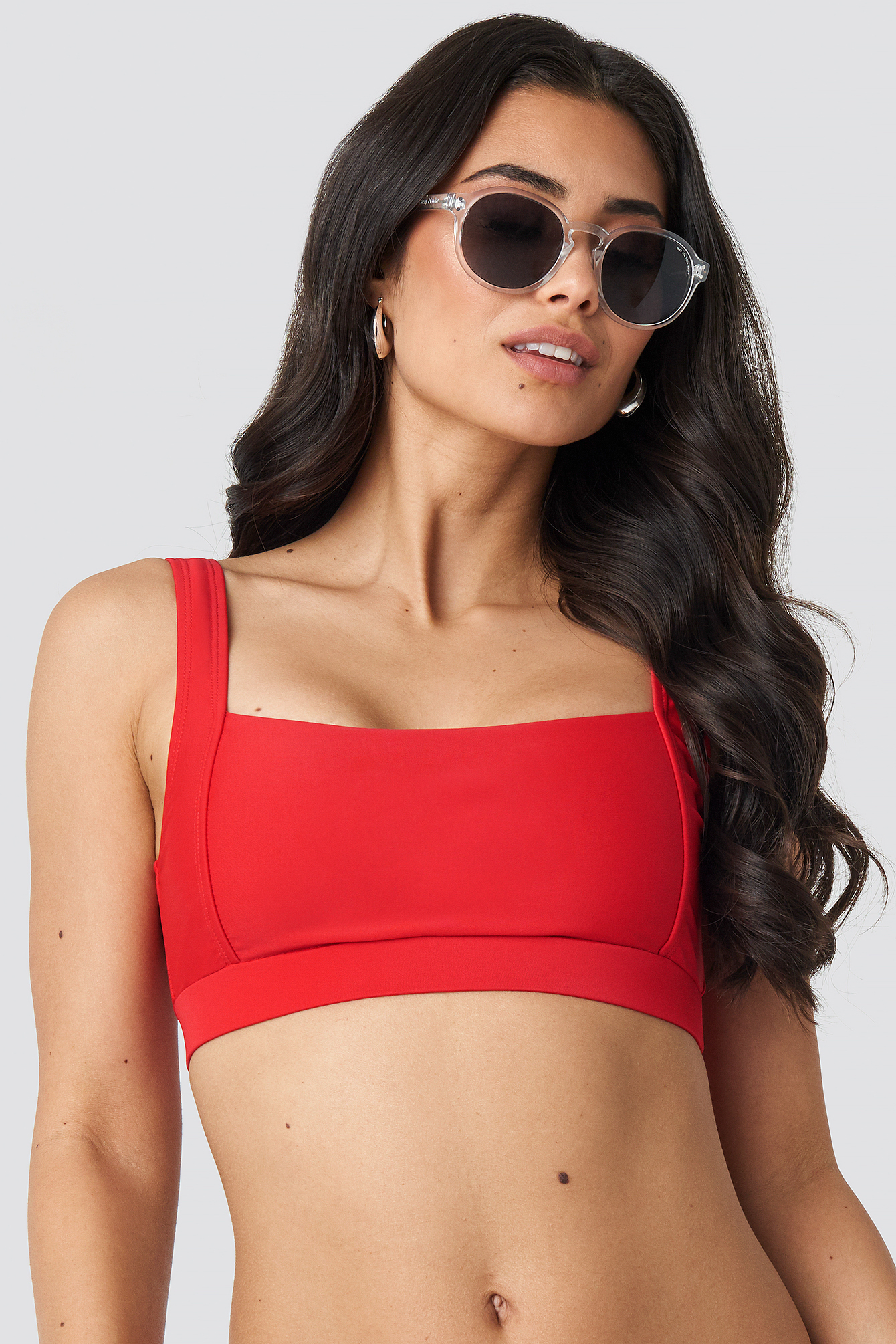 Square Neck Bandeau Top Red