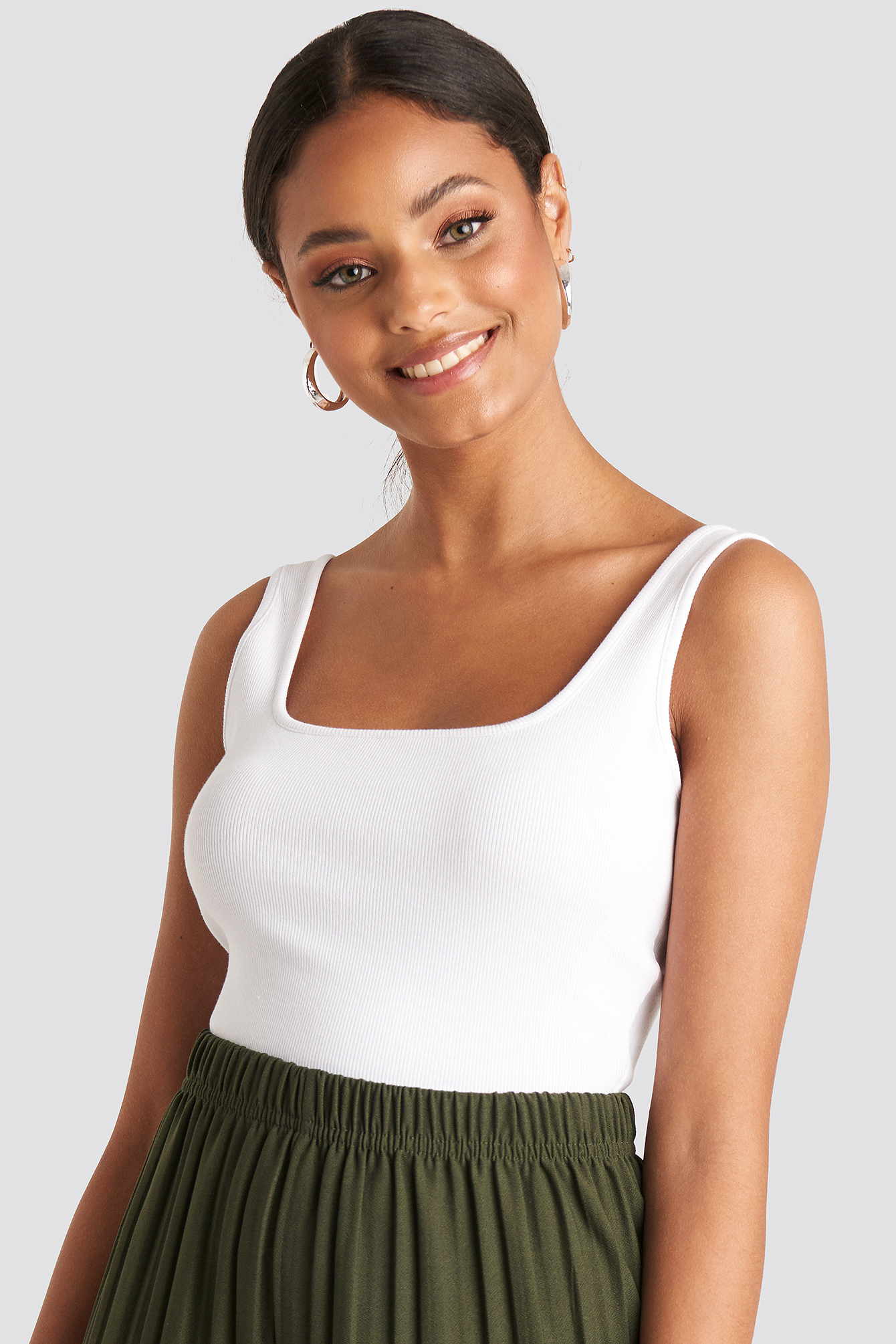 Square Neck Crop Top White