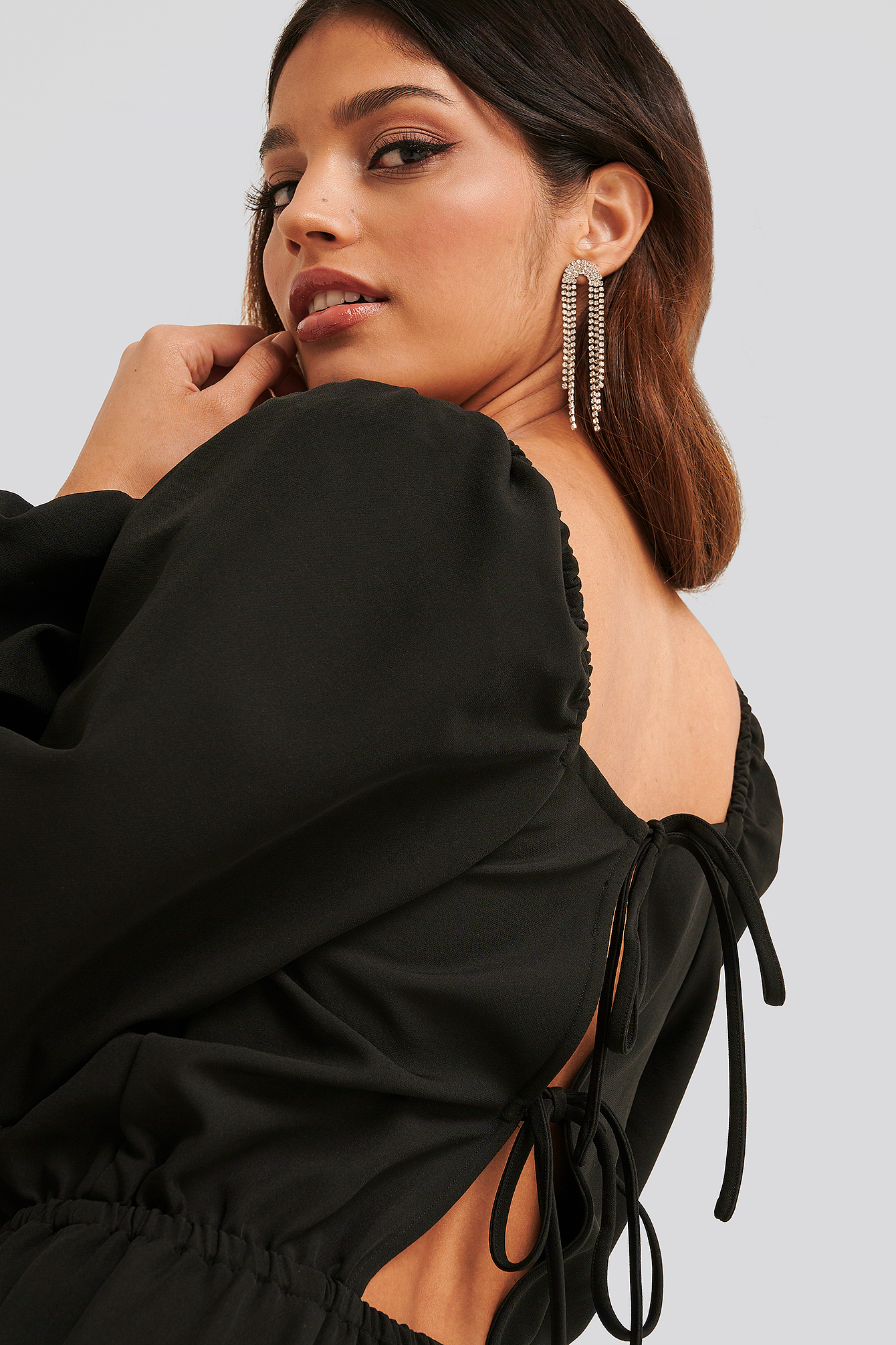 Square Neck Open Back Jumpsuit Black