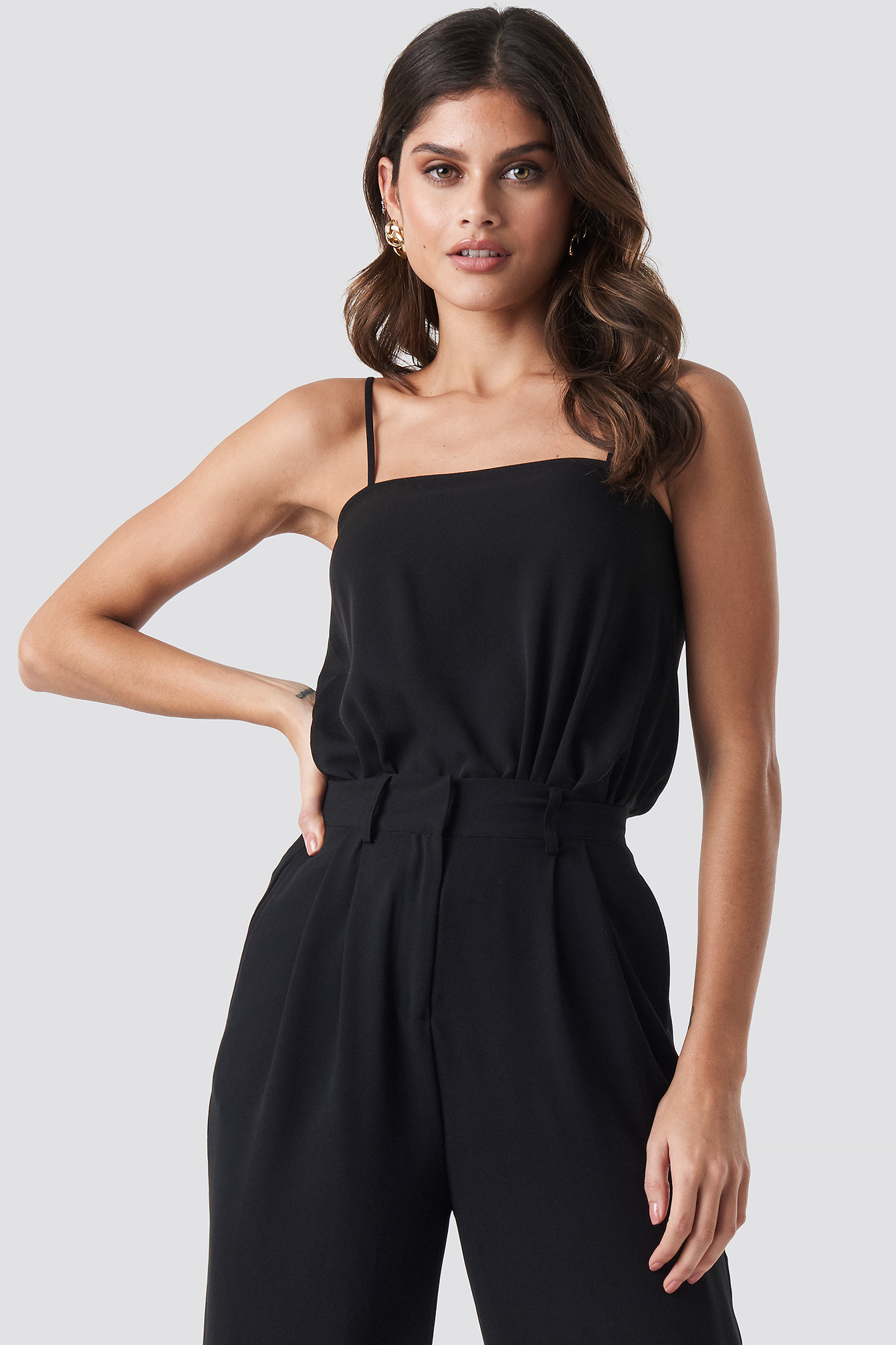 Square Neckline Bodysuit Black