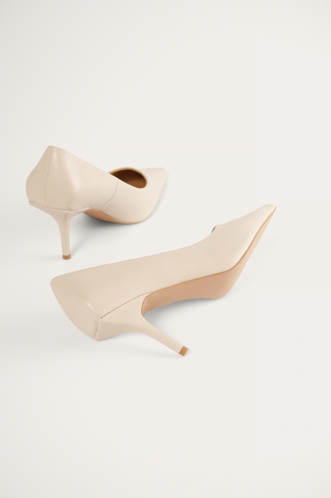 NA-KD Shoes Squared Counter Pumps - Beige
