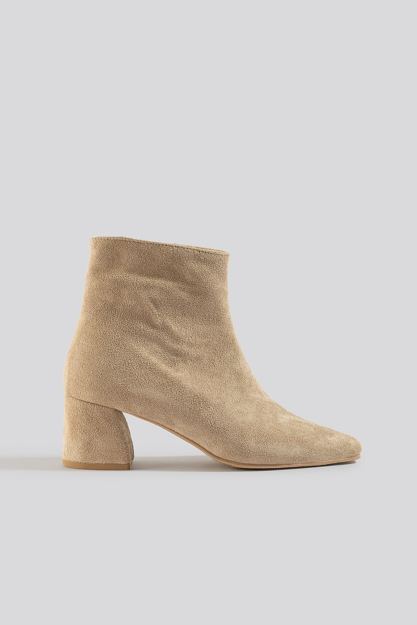 Squared Toe Basic Boots Beige