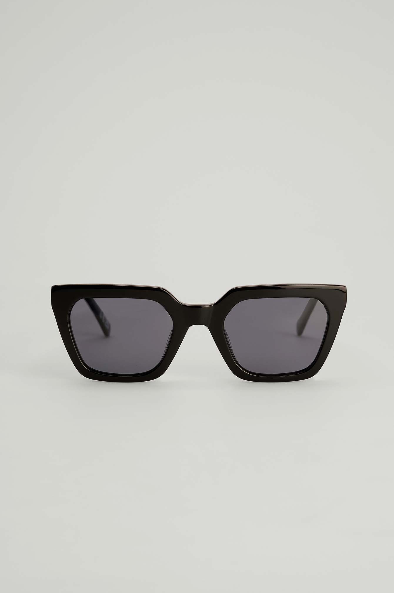 Black Eckige Acetat-Sonnebrille