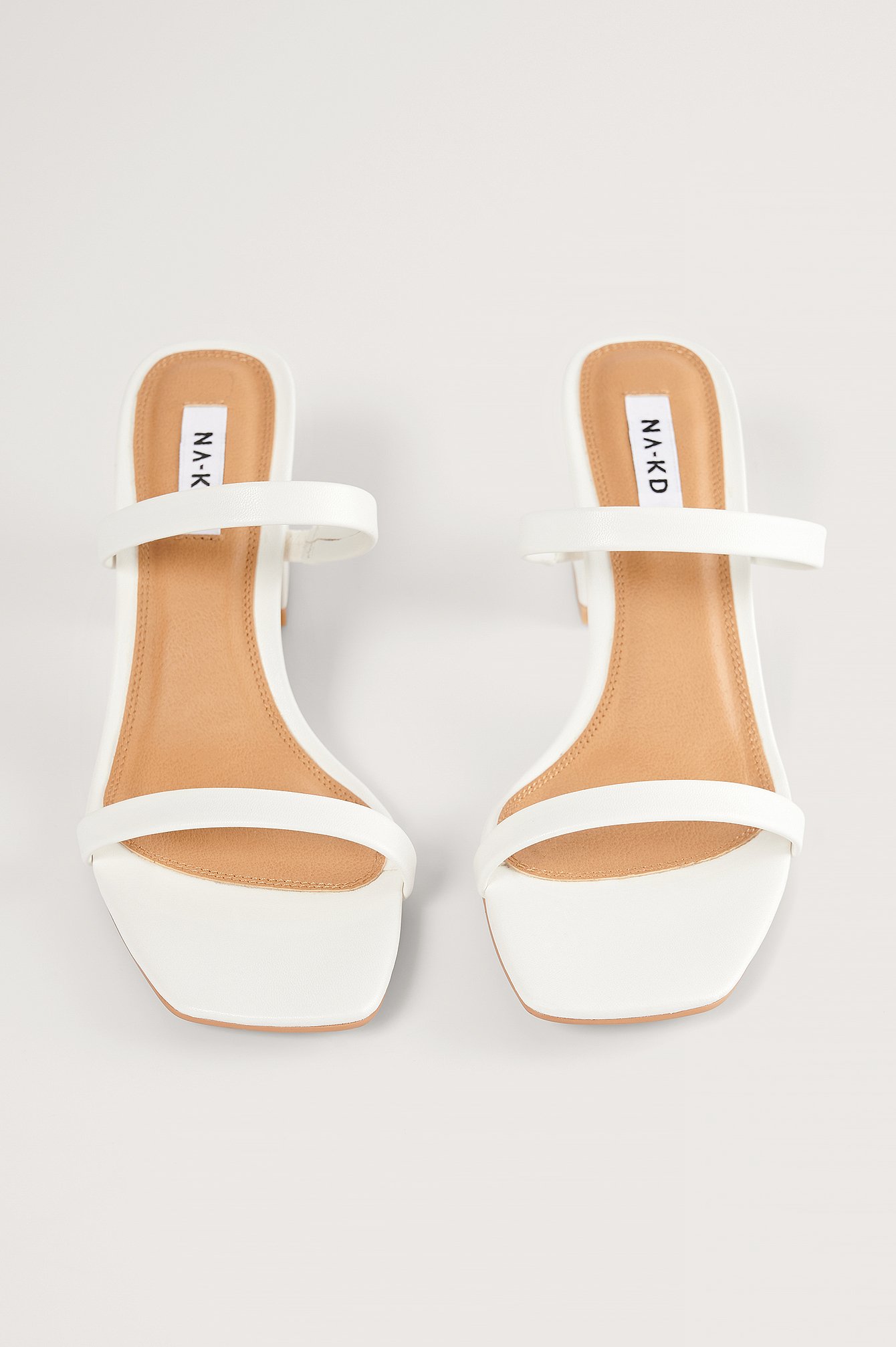 White Squared Two Strap Sandals