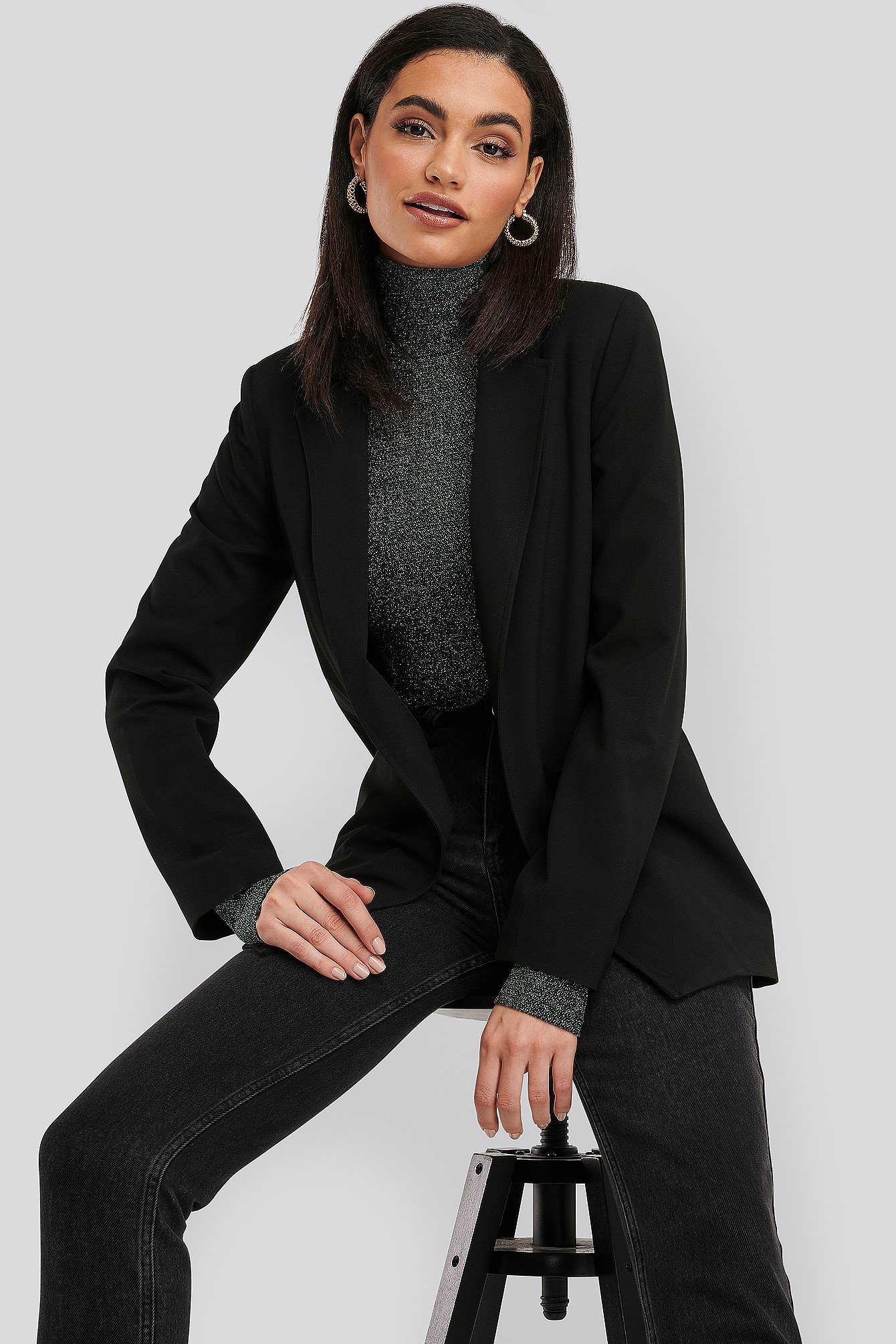 Straight Fit Blazer Black