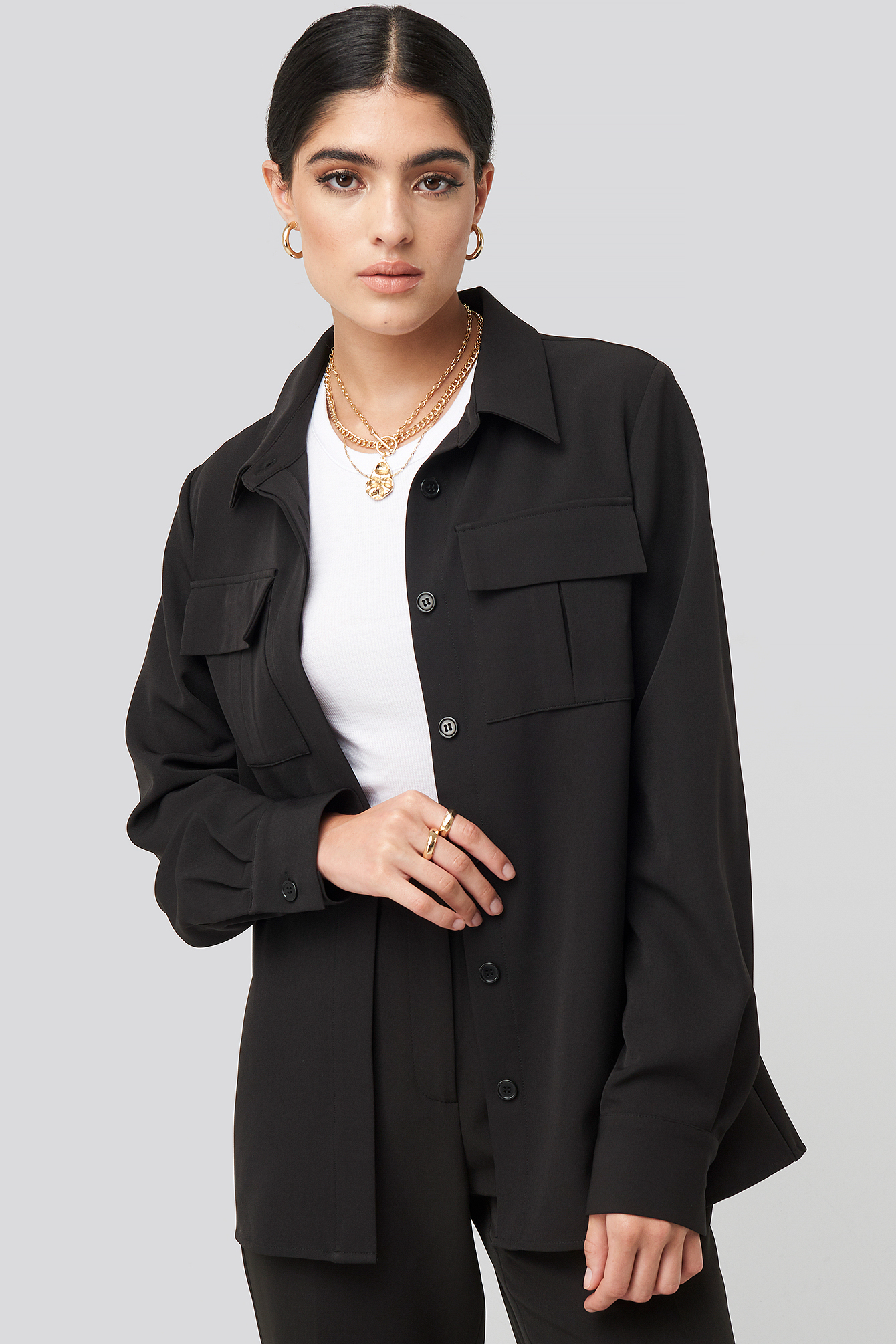 Straight Fitted Overshirt Black