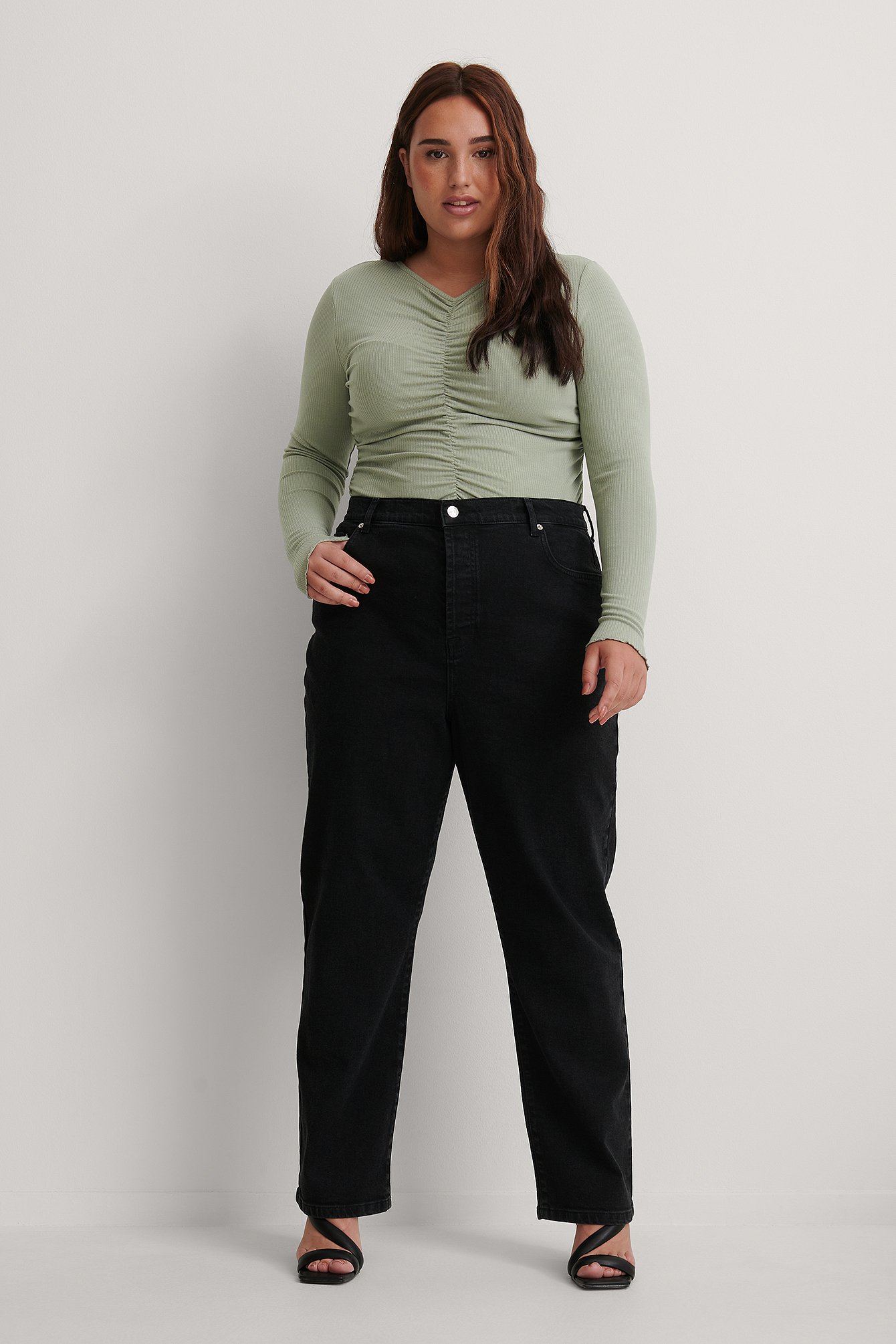 Na-kd Organic Straight High Waist Jeans - Black | ModeSens