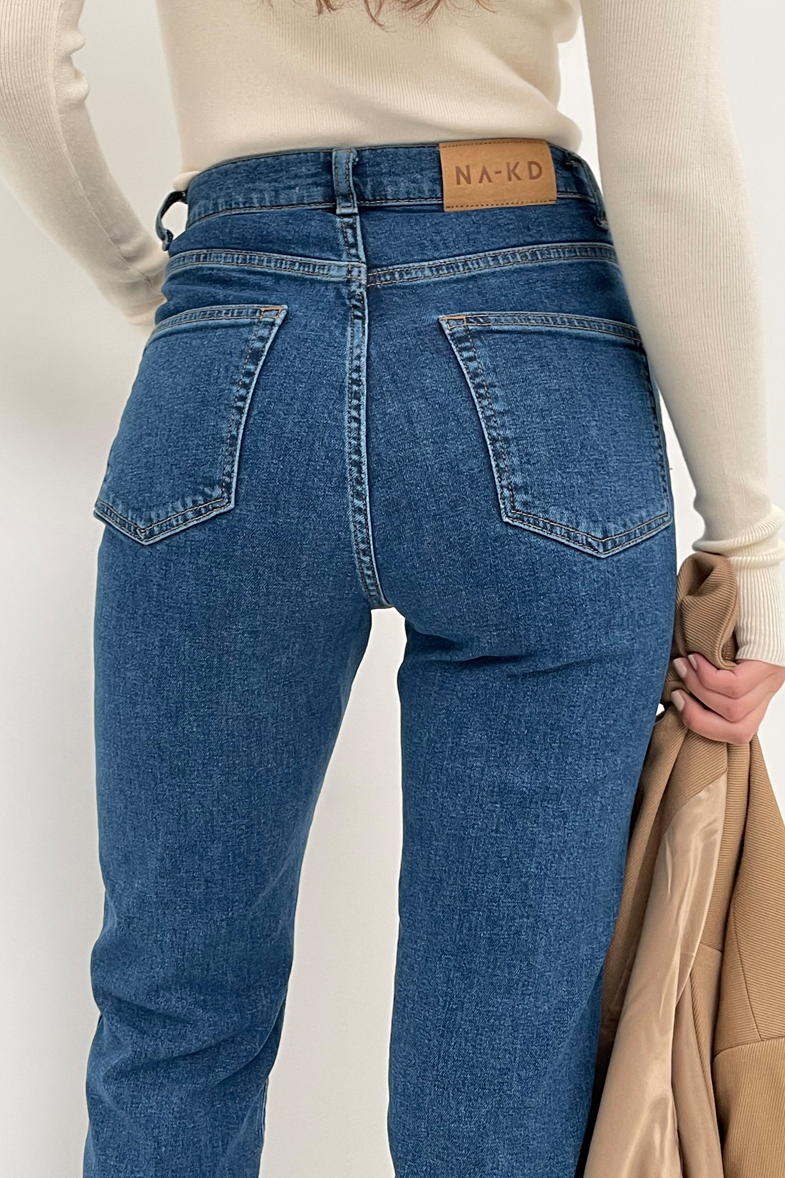 Blue Organische rechte high waist jeans