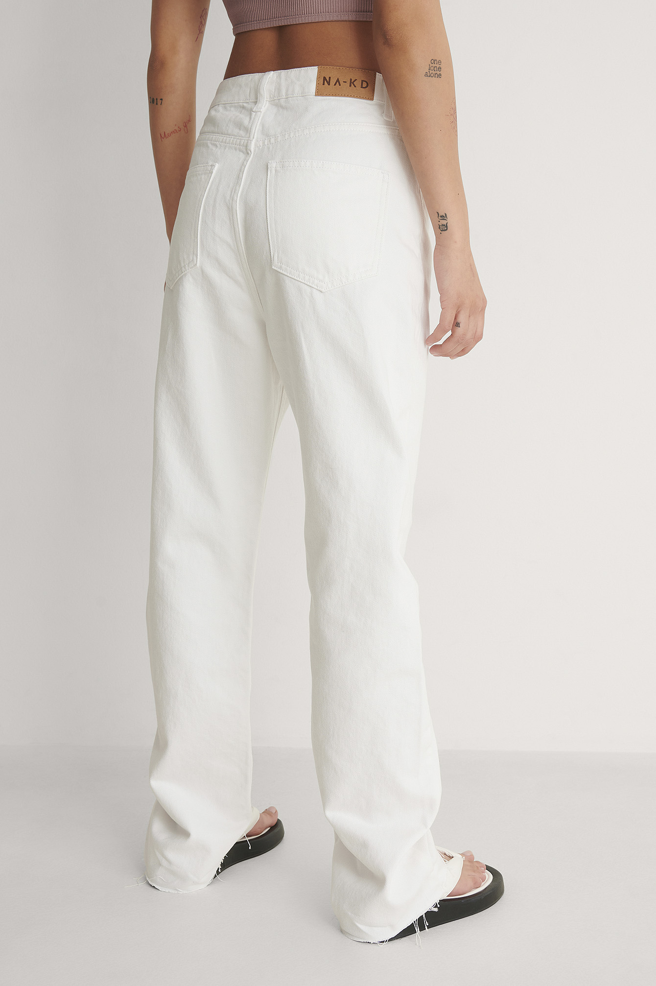 Medium Grey Mineral Wash Lace-up High Waist Raw Hem Patched Pocket Pants