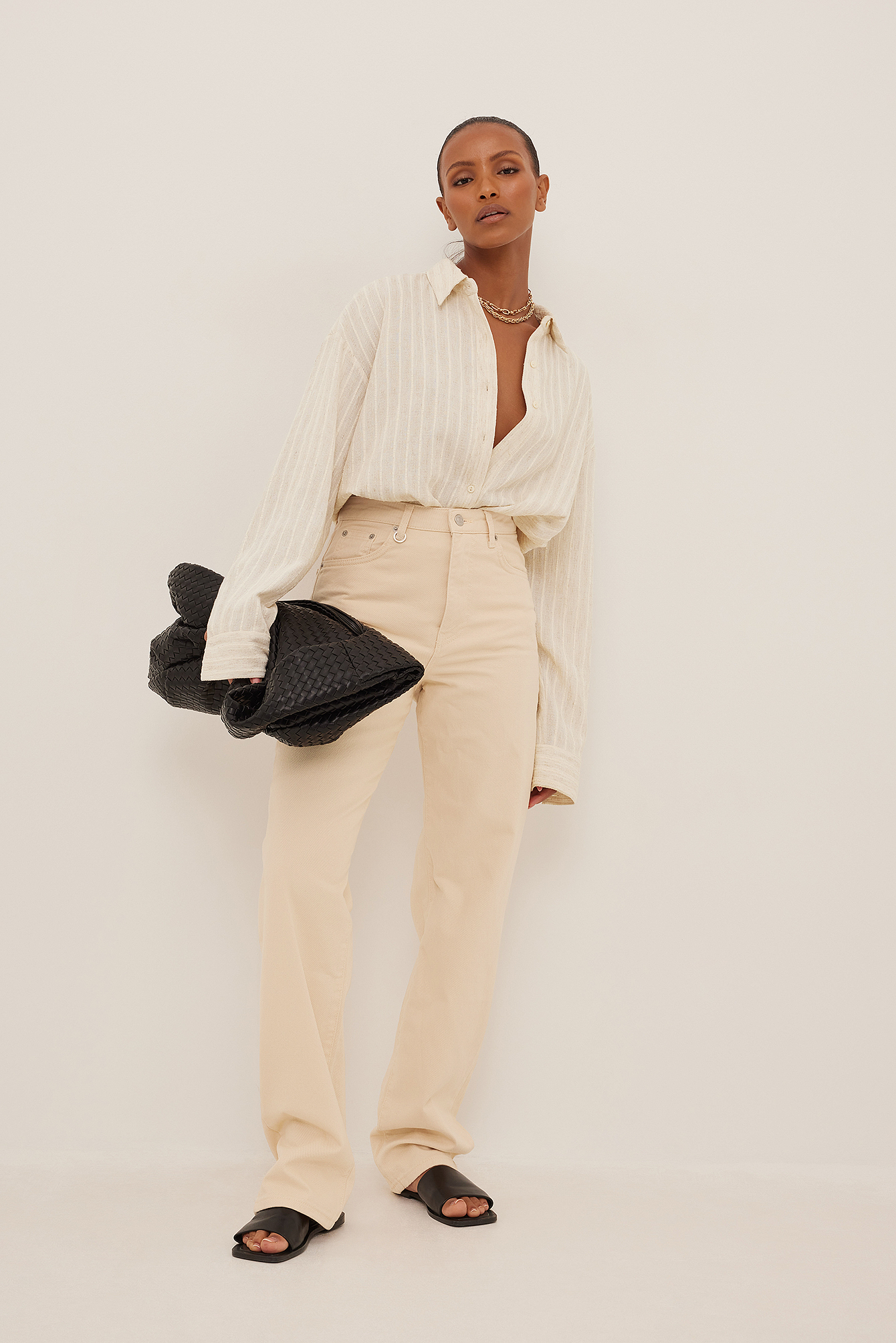 Straight Leg Skater Denim Beige | na-kd.com