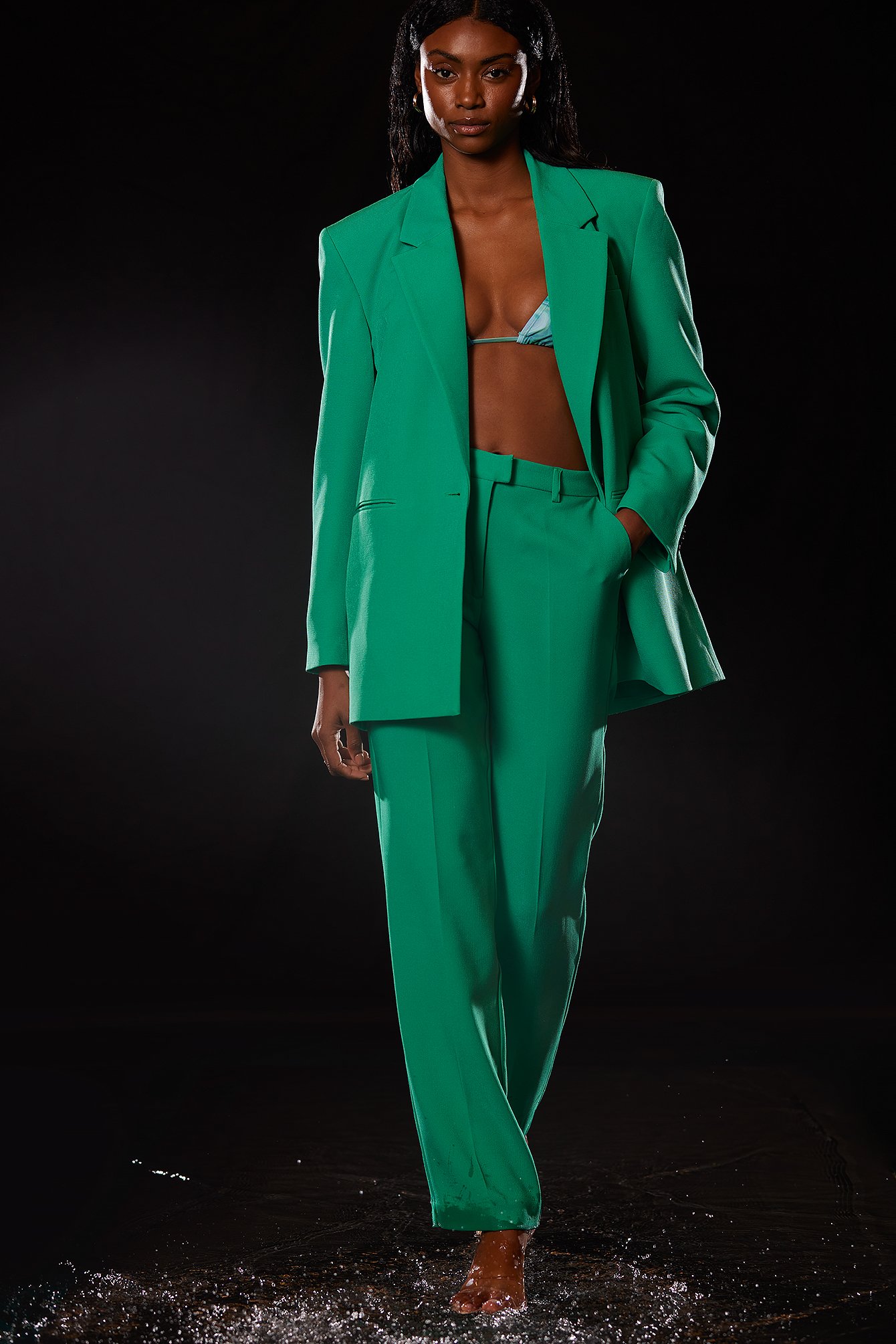 Apple Green Recycled Straight Leg Suit Pants
