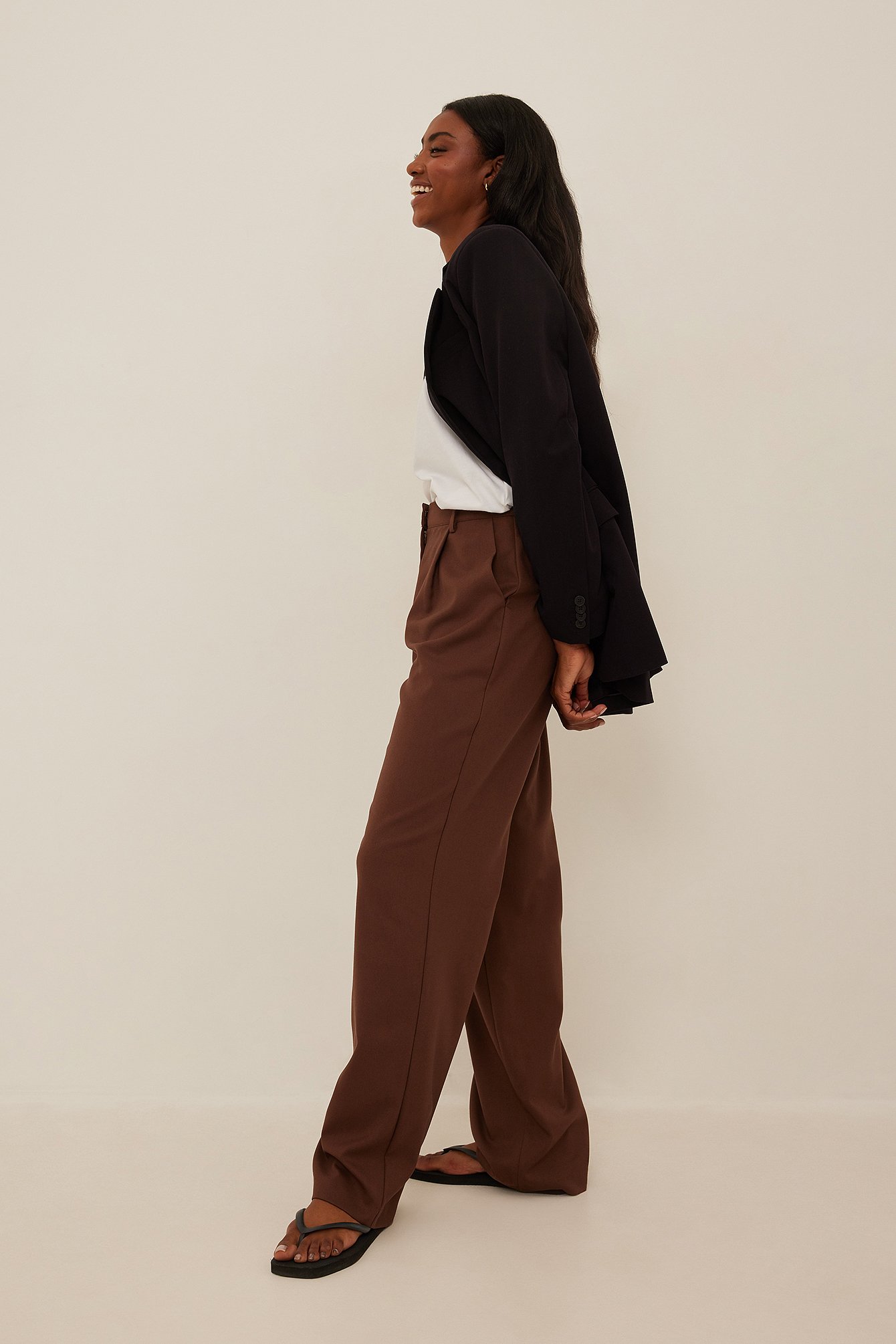 Brown Spodnie do żakietu z prostymi nogawkami