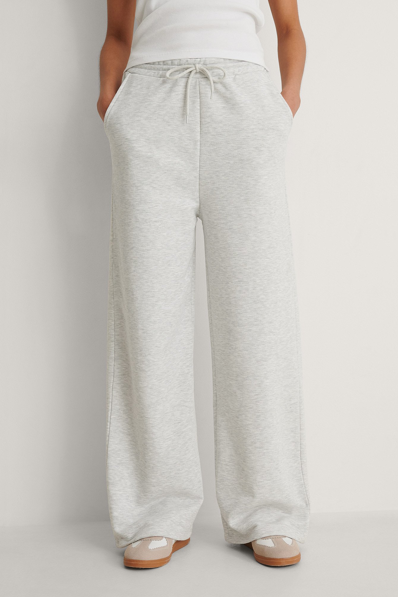 Grey Melange Pantalón de chándal recto orgánico