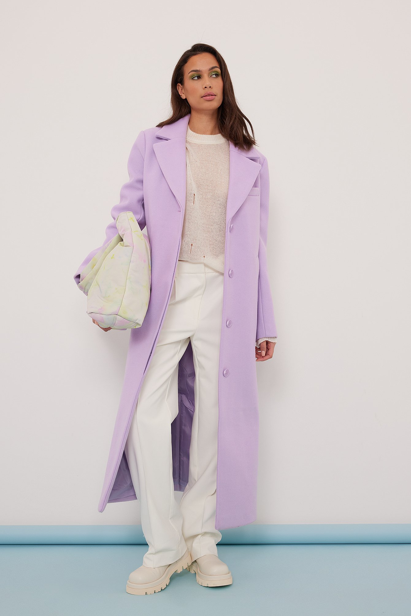 Straight Long Coat Purple | na-kd.com