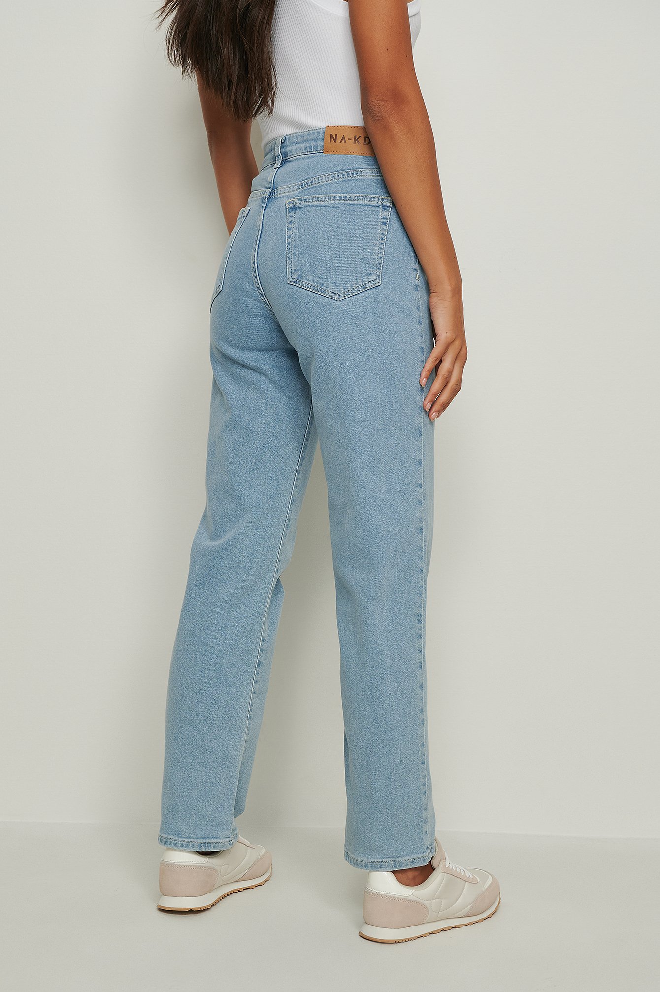 Organic Straight Mid Waist Jeans Blue | na-kd.com