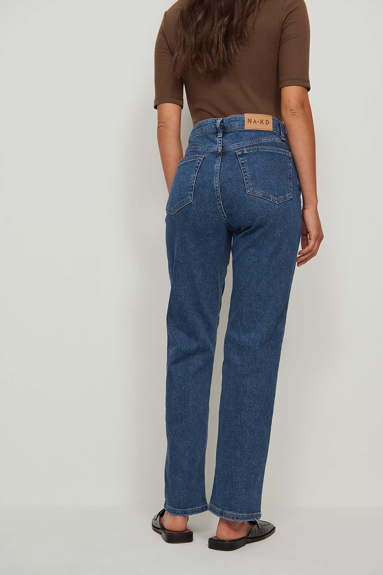 Mid Blue Organic Straight Mid Waist Jeans