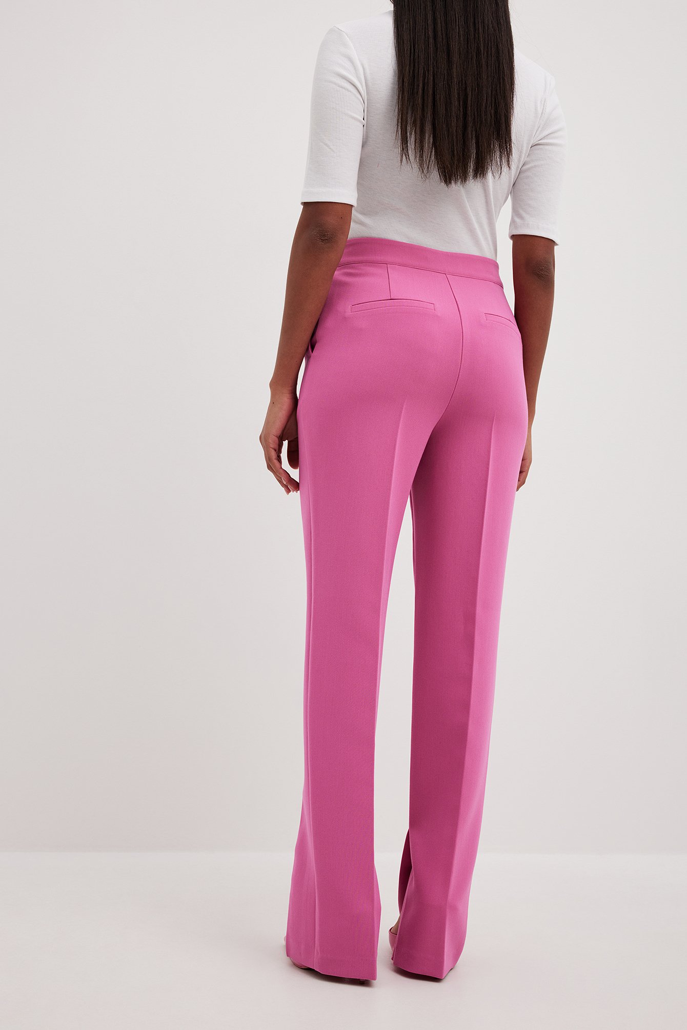 Straight Side Slit Pants Pink